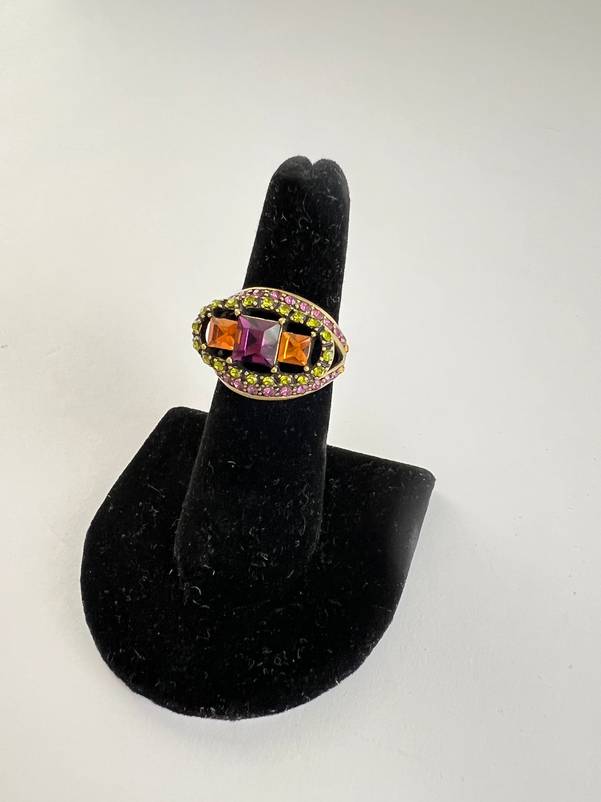 Heidi Daus Cocktail Ring Amethyst, Amber, & Lime