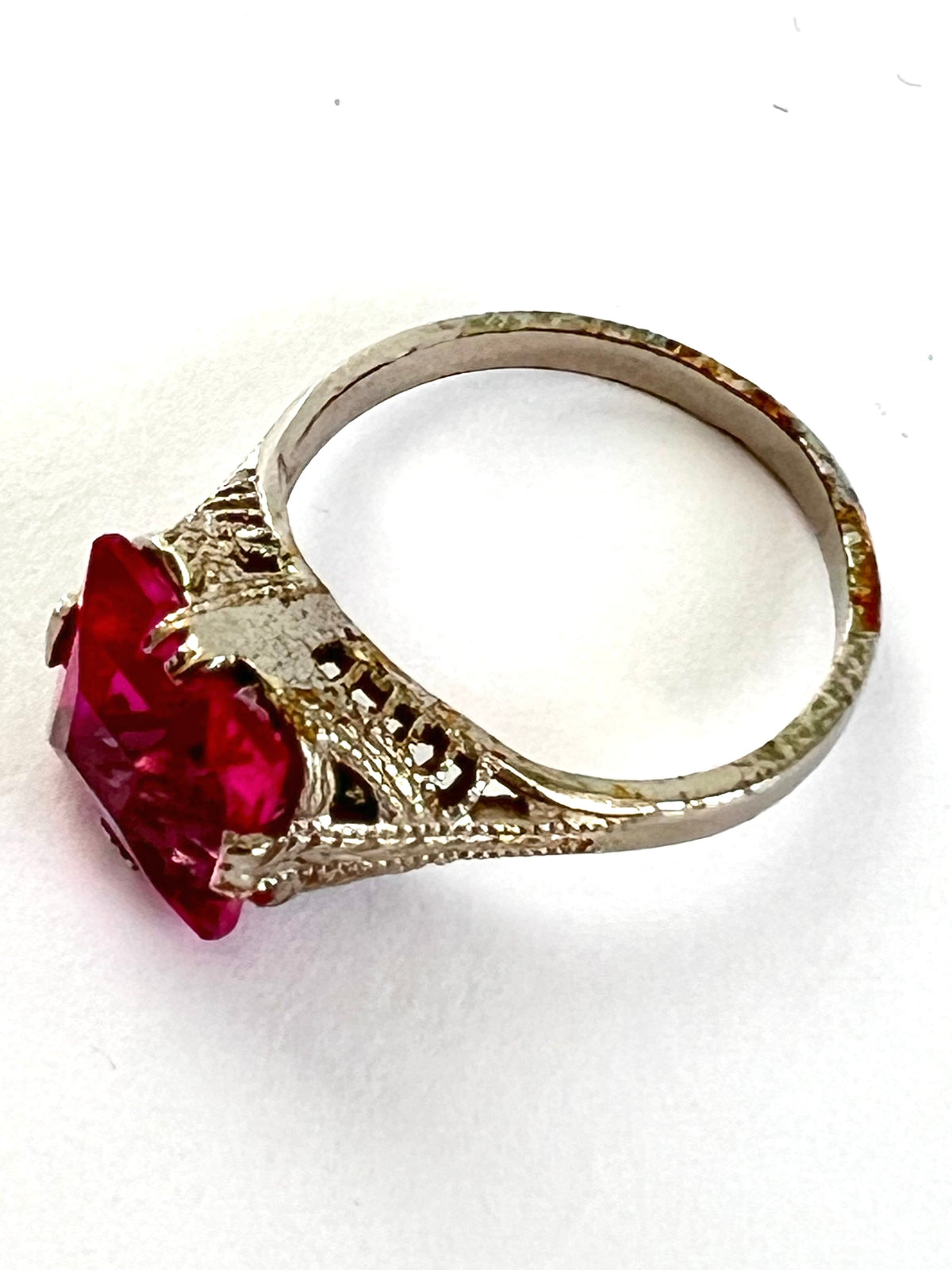 1920s Art Deco Pink Paste Ring Costume Jewelry