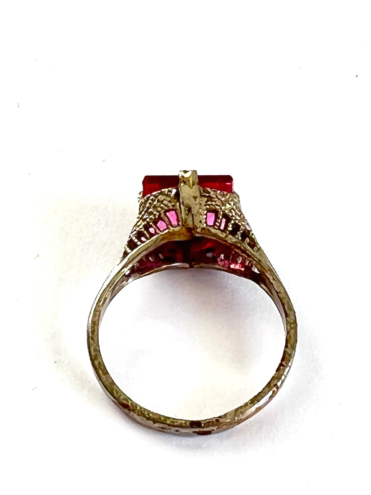 1920s Art Deco Pink Paste Ring Costume Jewelry