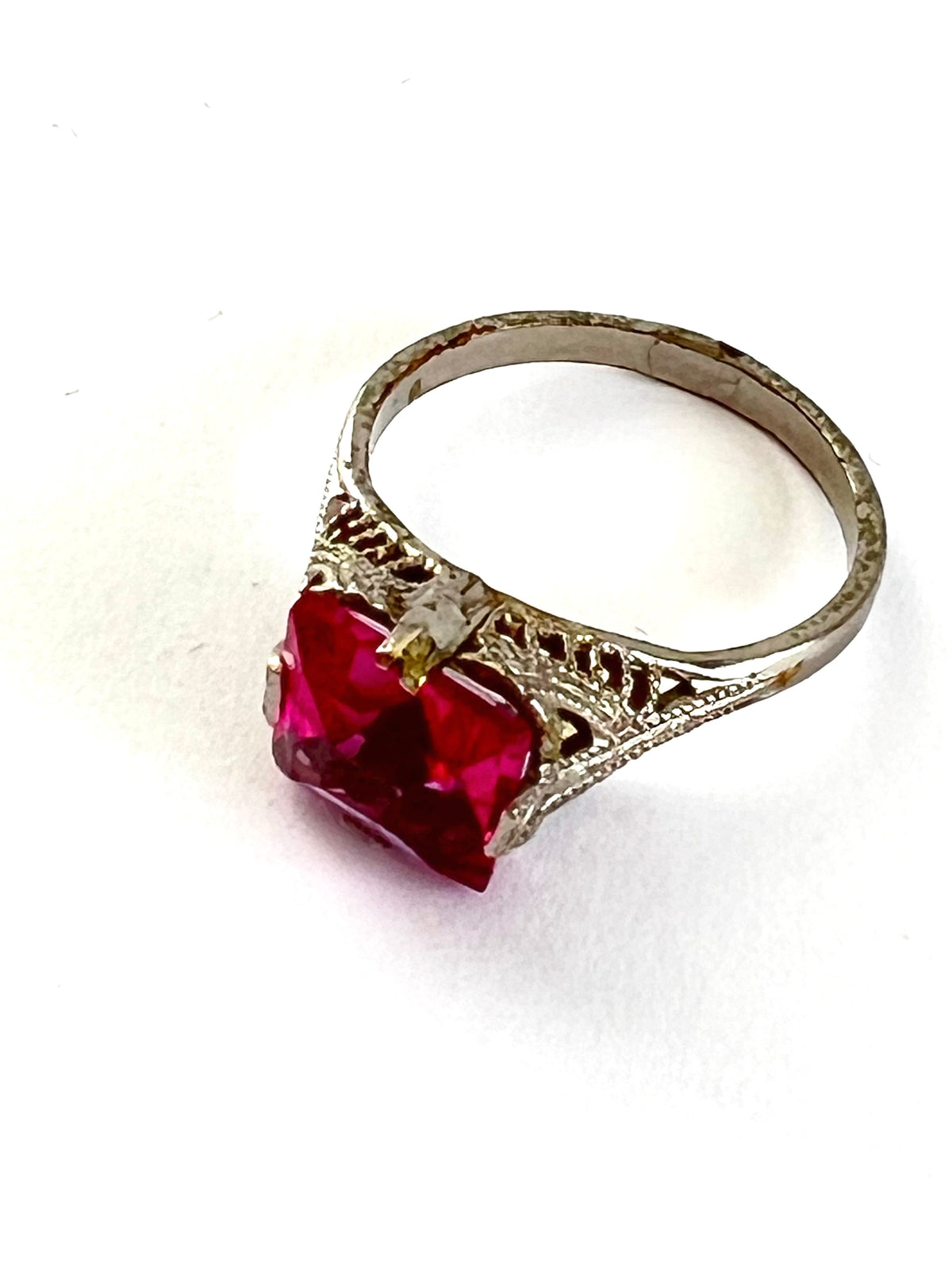 1920s Art Deco Pink Paste Ring Costume Jewelry