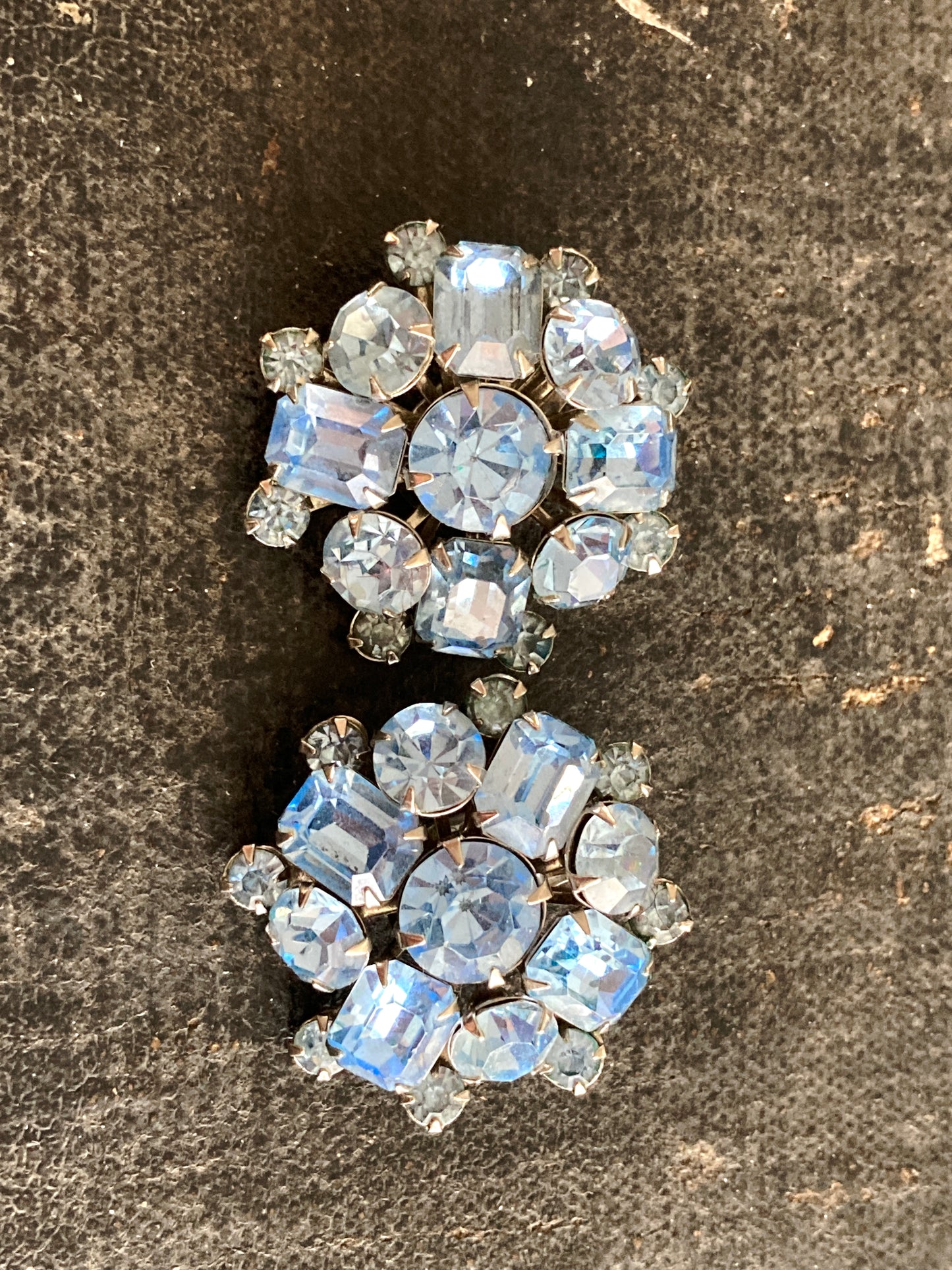 Mid Century Atomic Blue Crystal Starburst Earrings