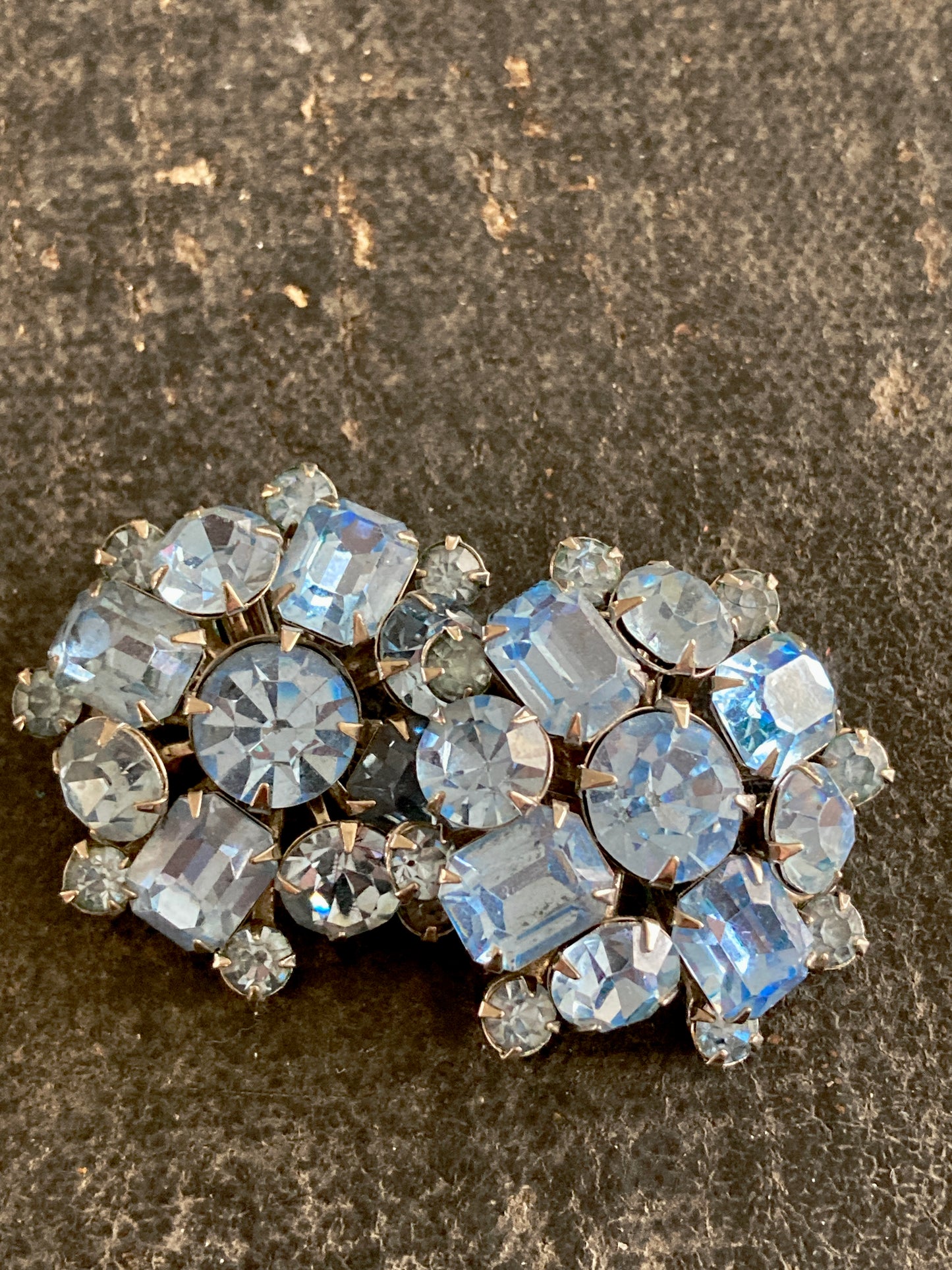 Mid Century Atomic Blue Crystal Starburst Earrings