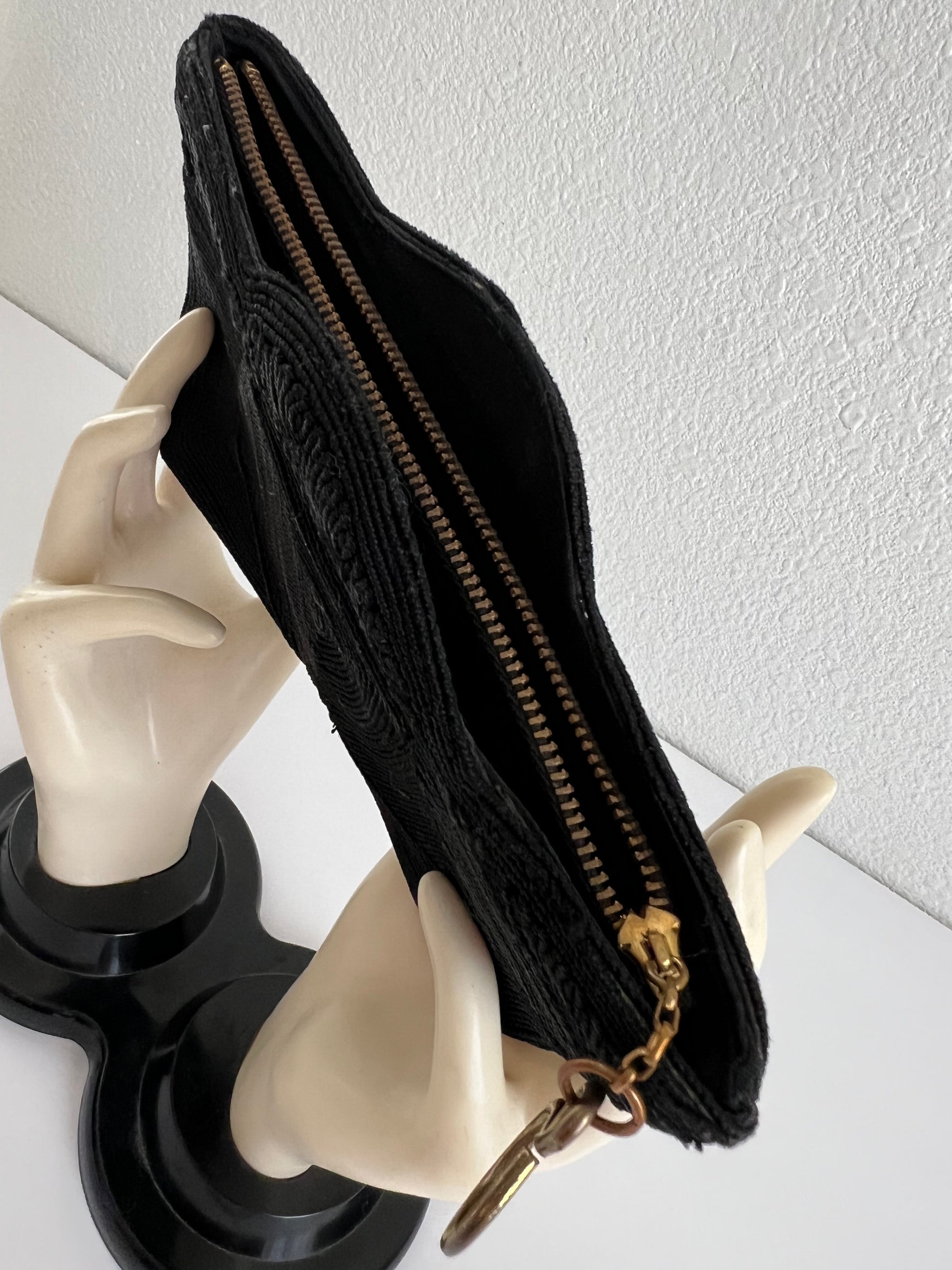  Black Corde Clutch Purse w/ Zipper