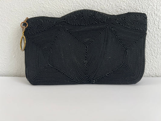 Black Corde Clutch Purse w/ Zipper