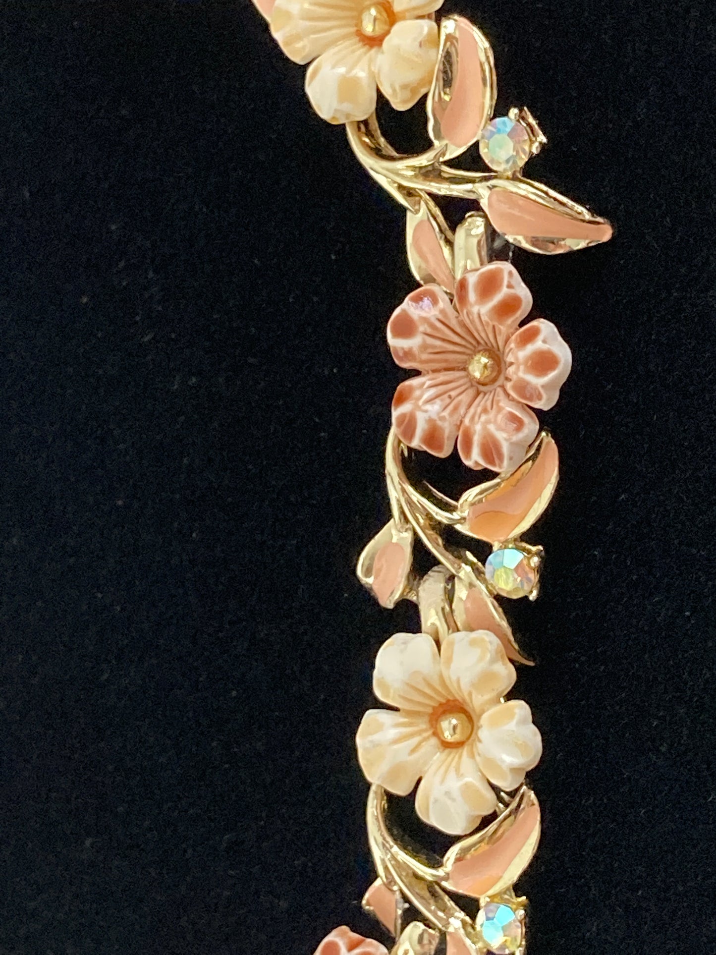 Coro Floral Enamel and Rhinestone Choker Necklace