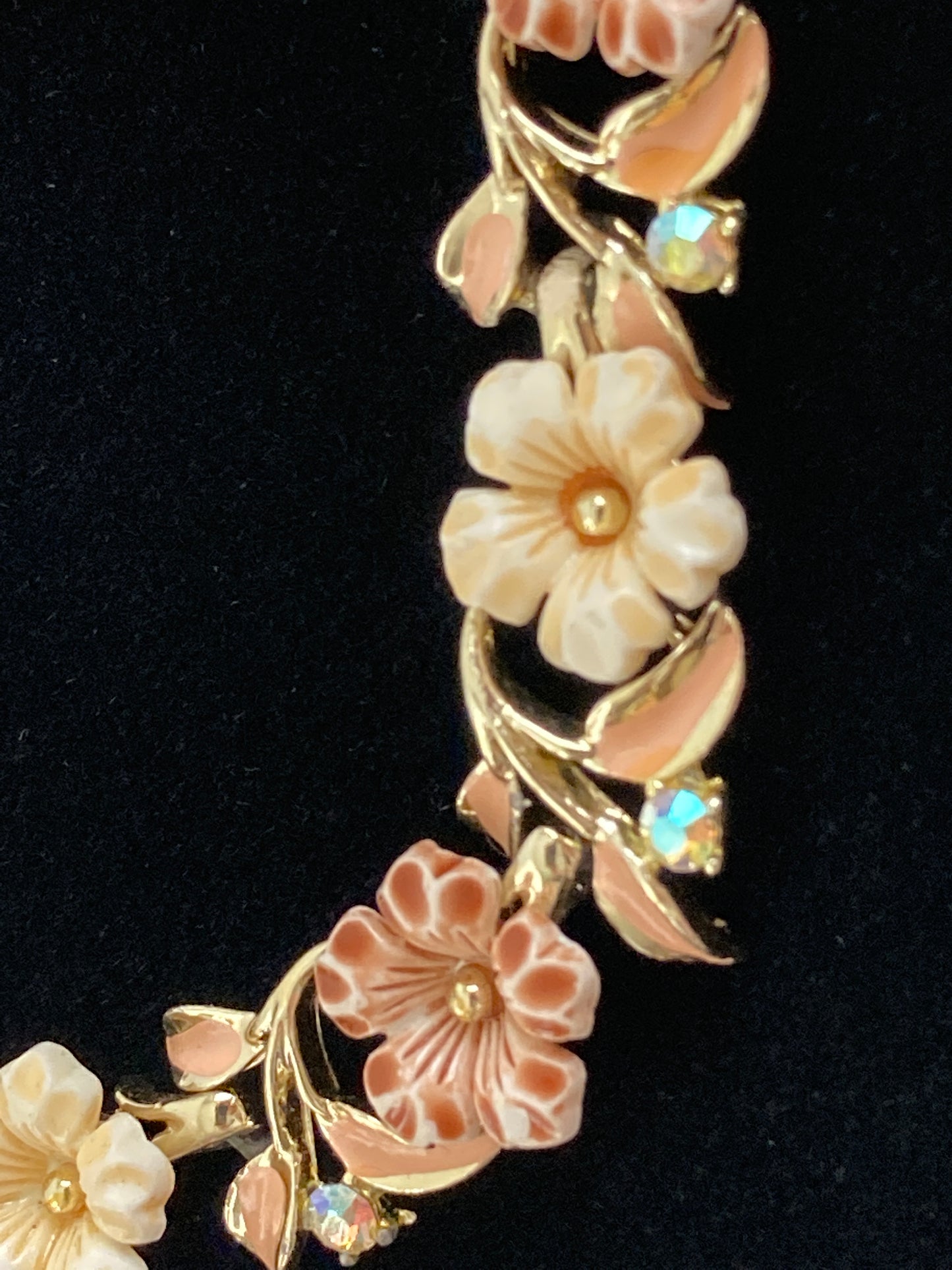Coro Floral Enamel and Rhinestone Choker Necklace