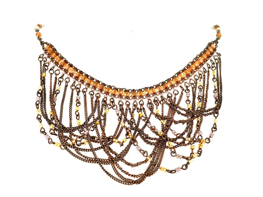 Cleopatra Style Multi-Chain and Bead Choker Necklace