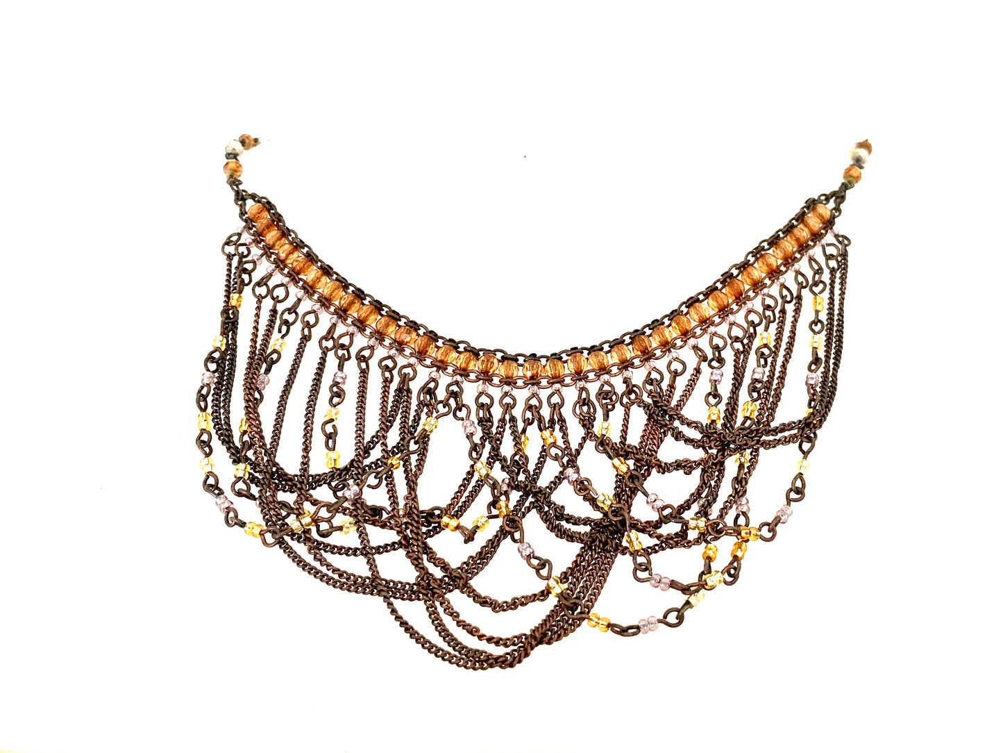 Cleopatra Style Multi-Chain and Bead Choker Necklace