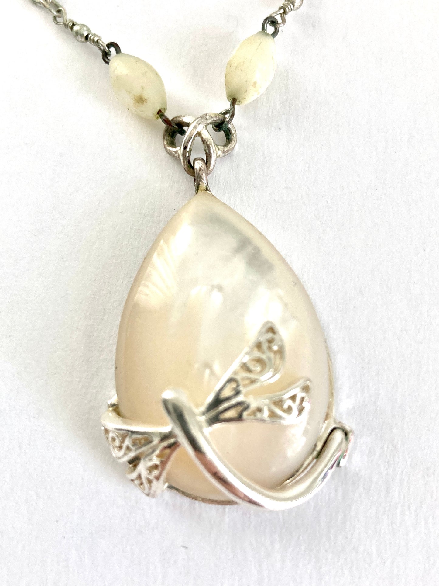 MOP Teardrop Dragonfly Pendant Necklace by Monet