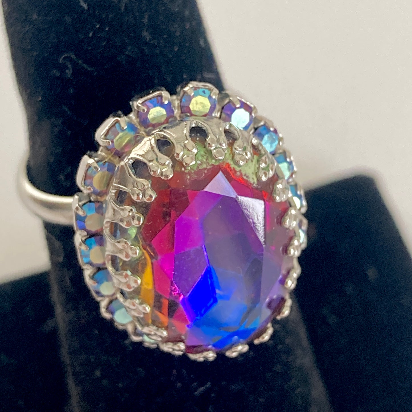 Vitrail Rainbow Aurora Borealis Cocktail Ring