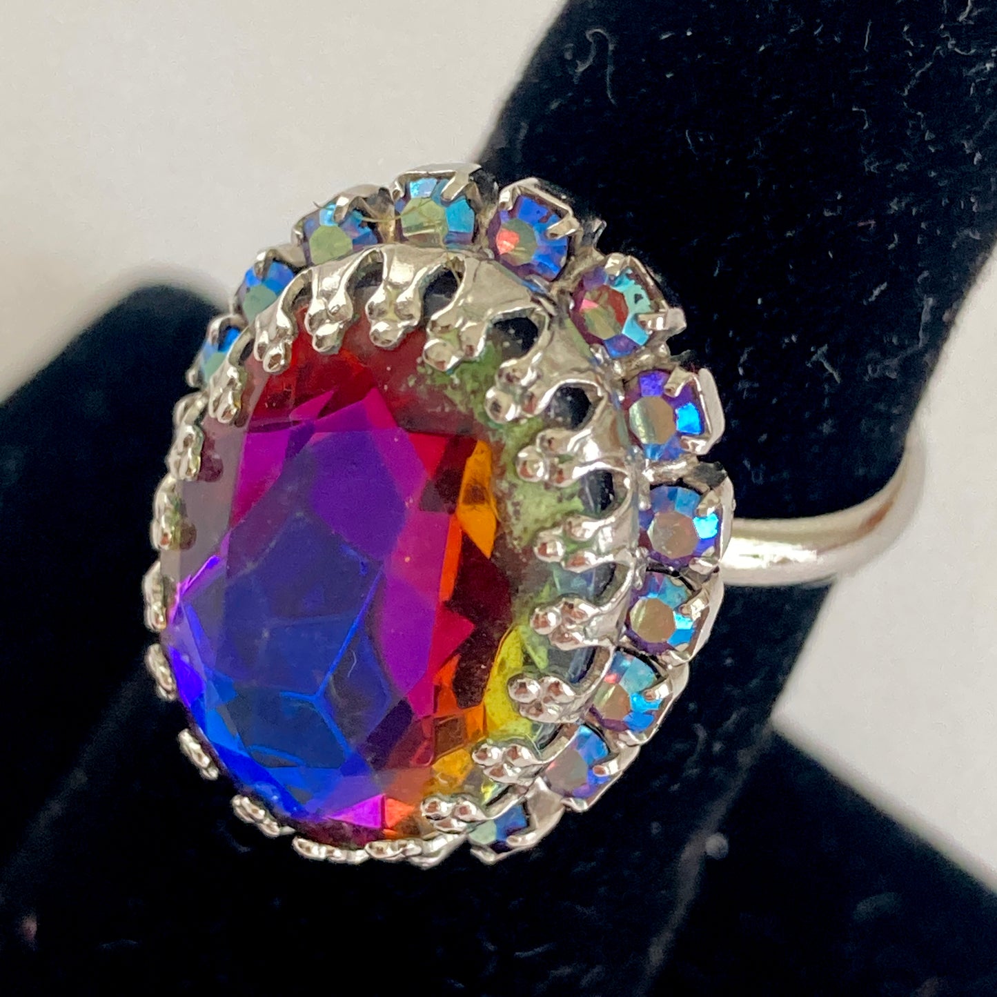 Vitrail Rainbow Aurora Borealis Cocktail Ring