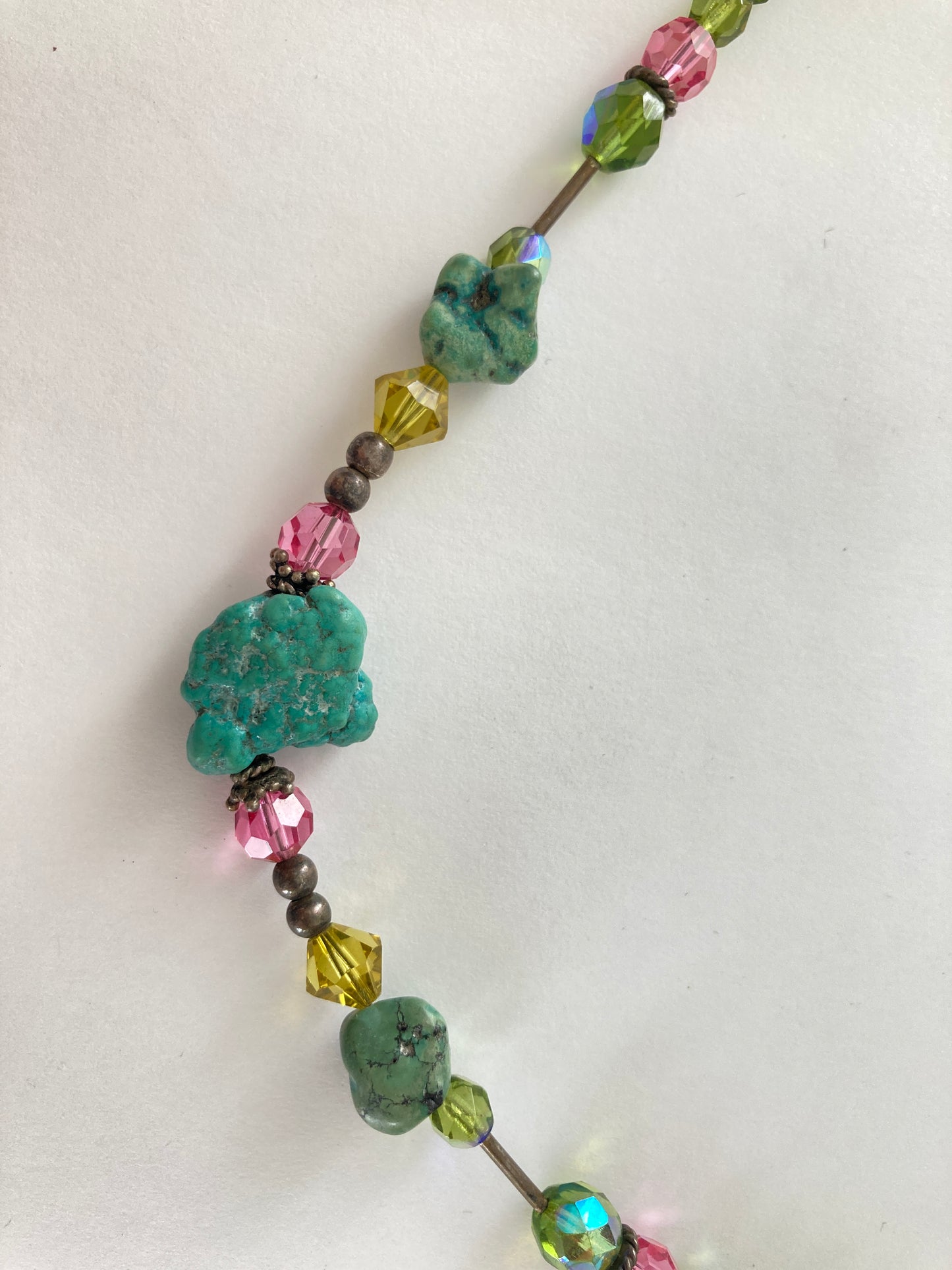 Green Crystal AB Necklace with Turquoise Stones