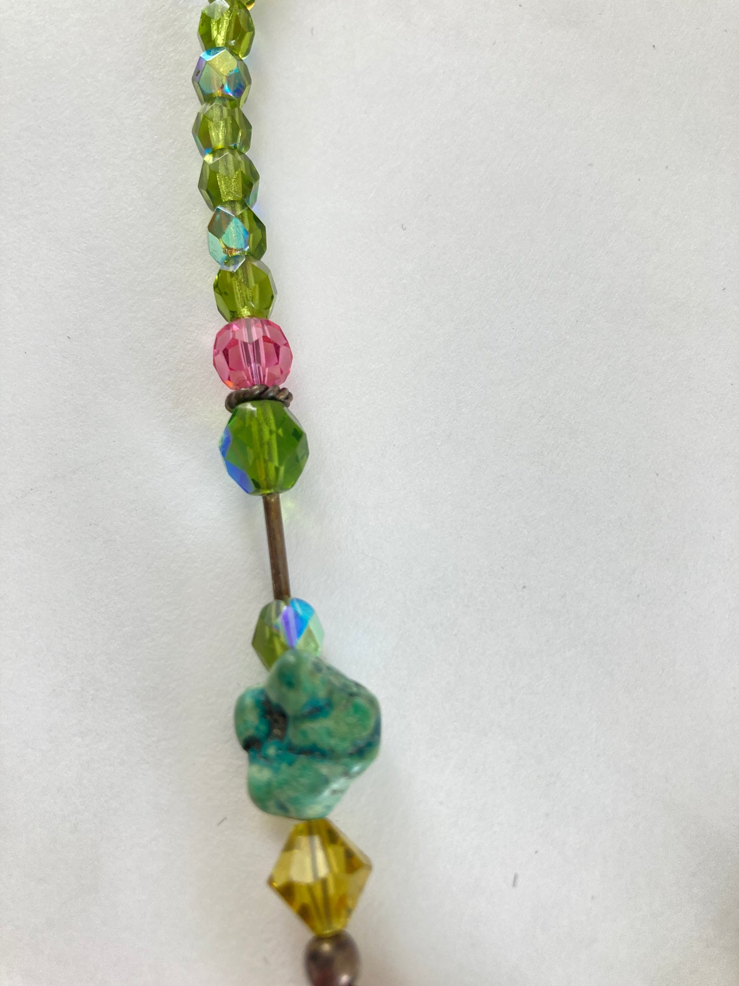 Green Crystal AB Necklace with Turquoise Stones