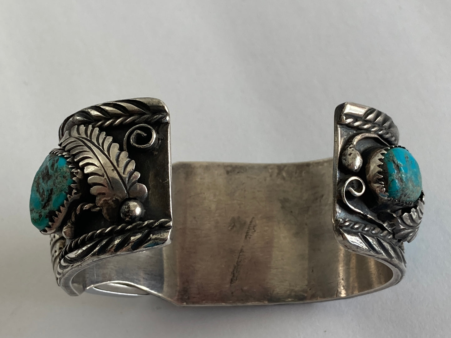 Navajo Silver and Turquoise Large Cuff Watch Marked Ahasteen