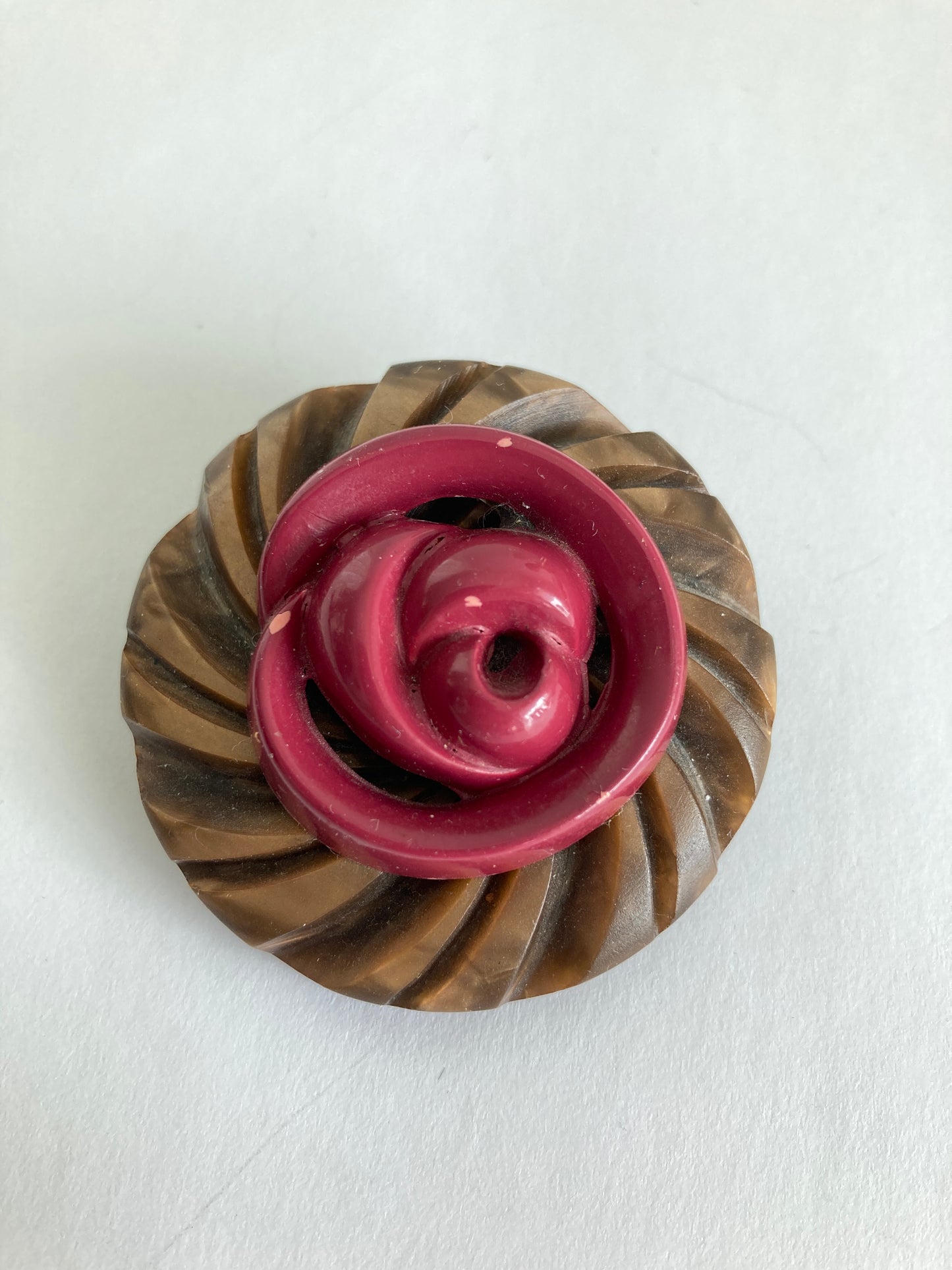 Antique Button Brooch Large Rose
