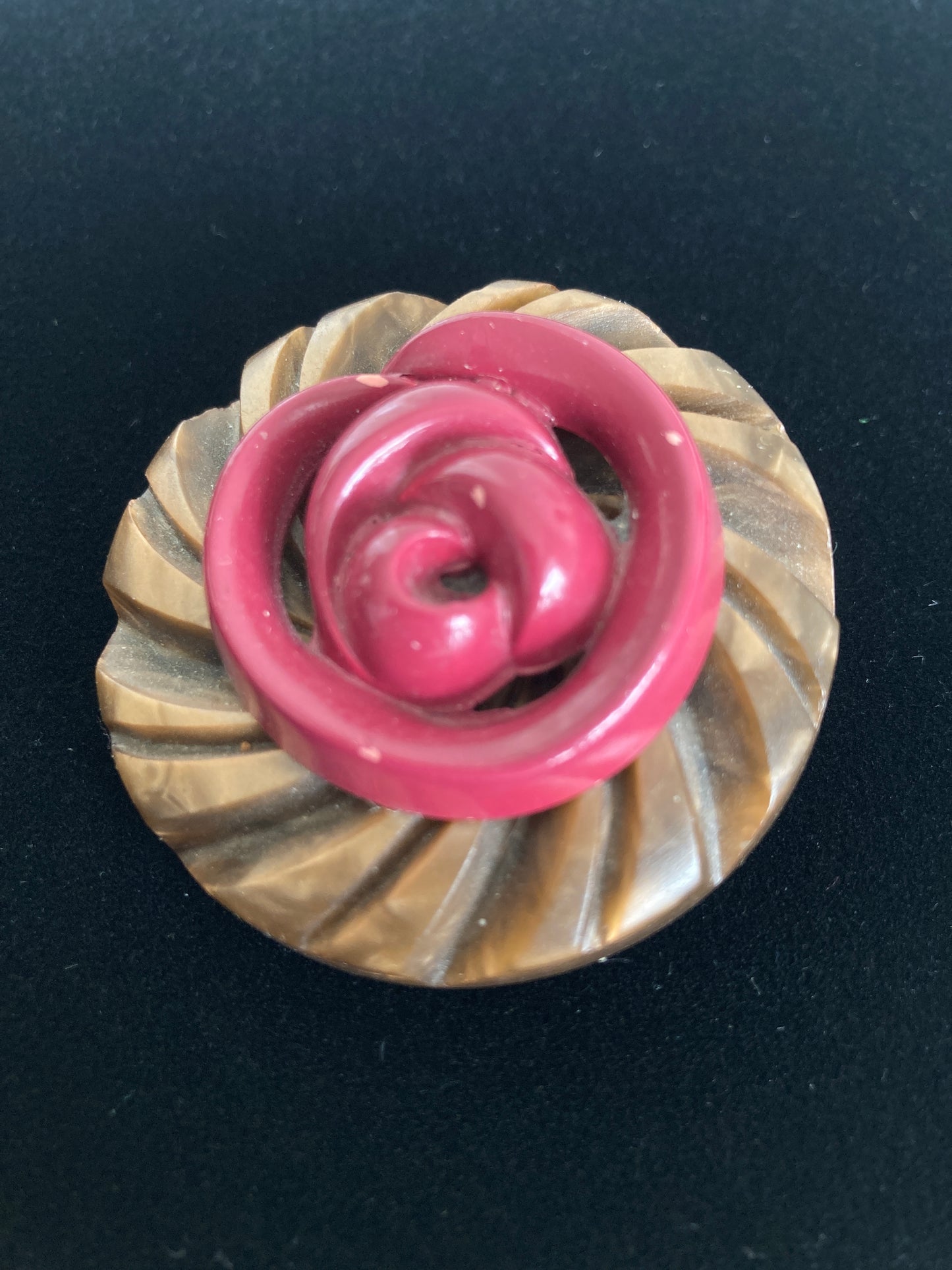 Antique Button Brooch Large Rose