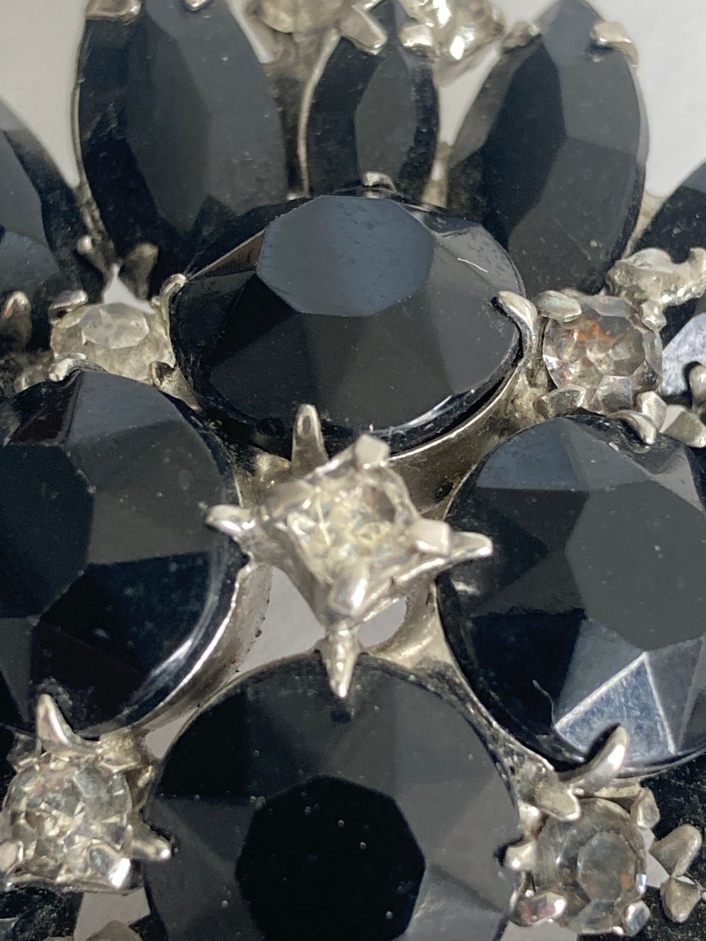 Black Rhinestone Starburst Brooch