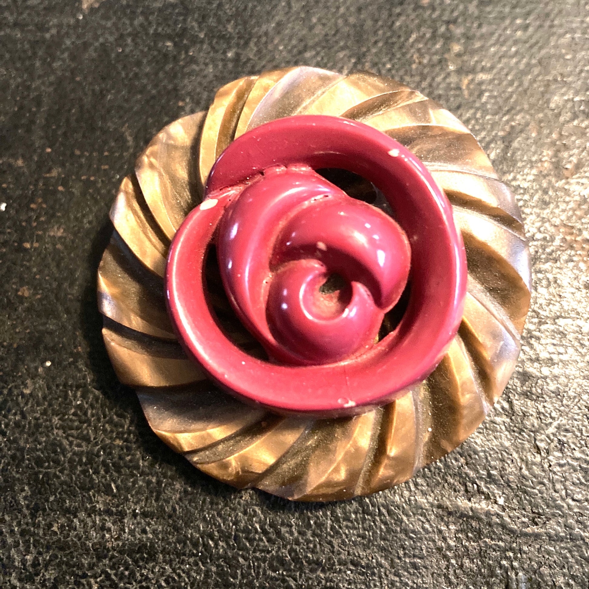 Antique Button Brooch Large Rose