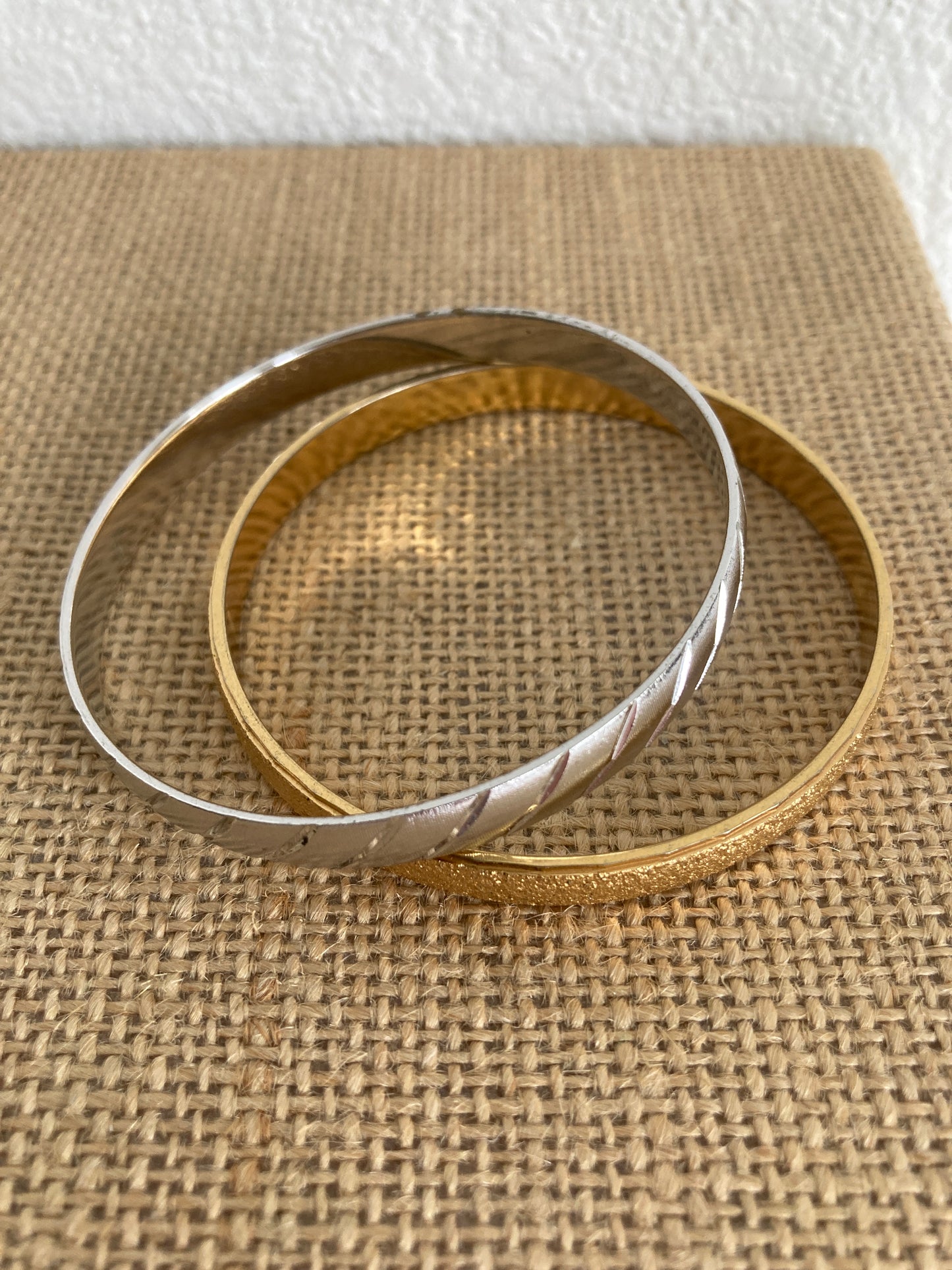 Pair of Vintage Monet Bangle Bracelets Gold/Silver Size Small