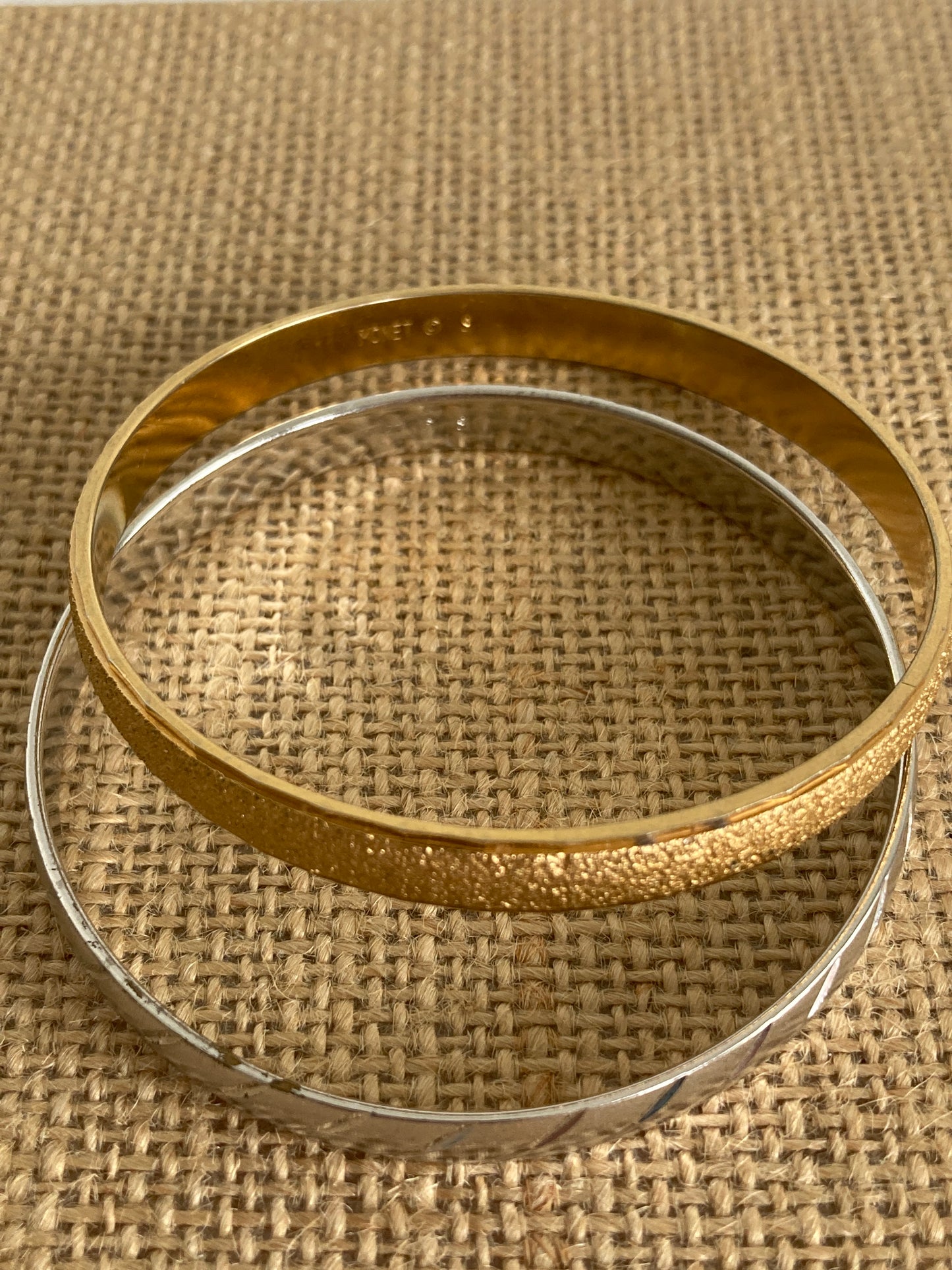 Pair of Vintage Monet Bangle Bracelets Gold/Silver Size Small