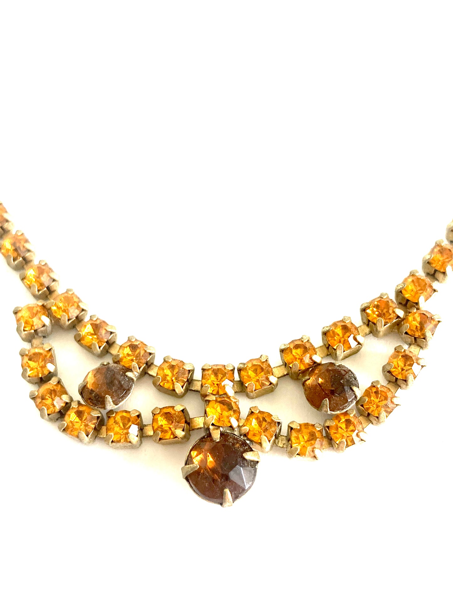 Stunning Topaz Rhinestone Choker Necklace 1950s