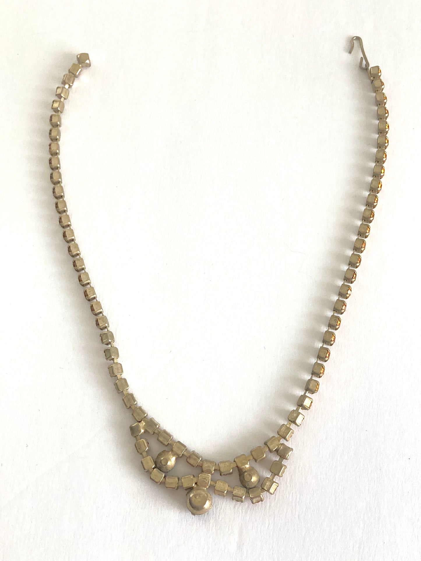 Stunning Topaz Rhinestone Choker Necklace 1950s