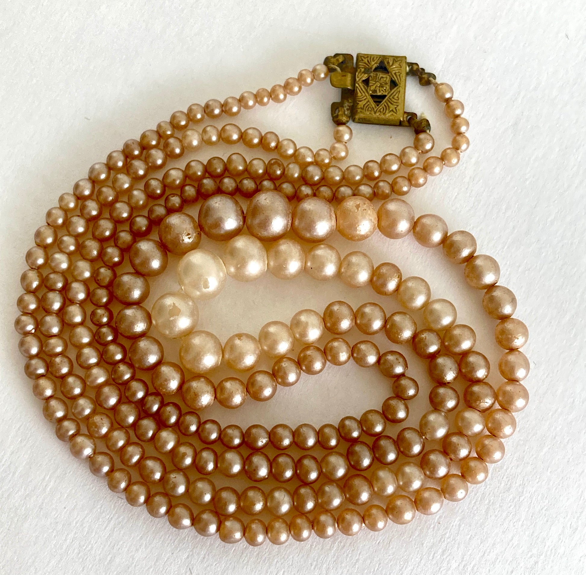 Choker Necklace Double Strand Cultured Pearl Necklace 1950s Japan