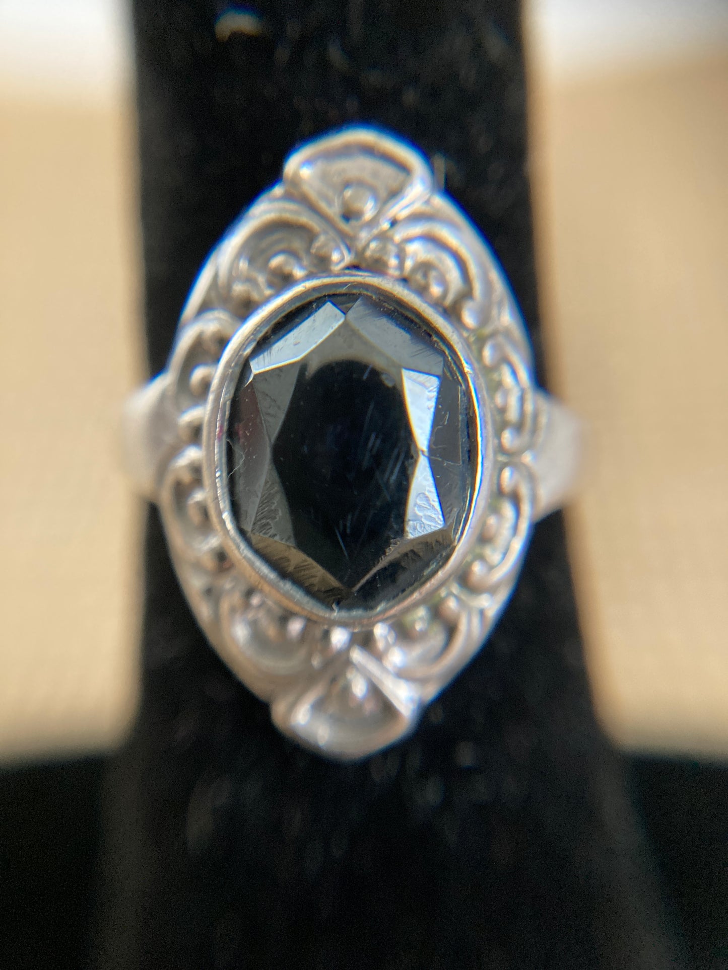 Vintage Sterling Silver Hematite Ring Alaskan Black Diamond