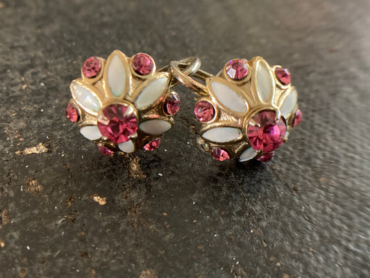 Pink and White Flower Earrings by Coro