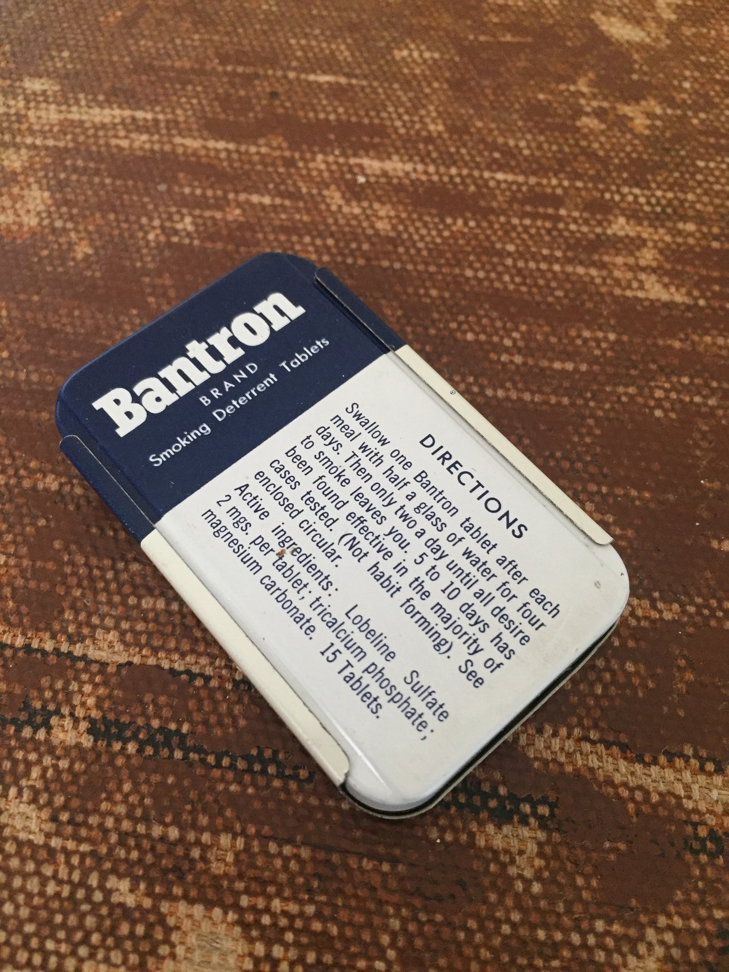 Vintage Bantron Tin Smoking Deterrent Tablets 1960's