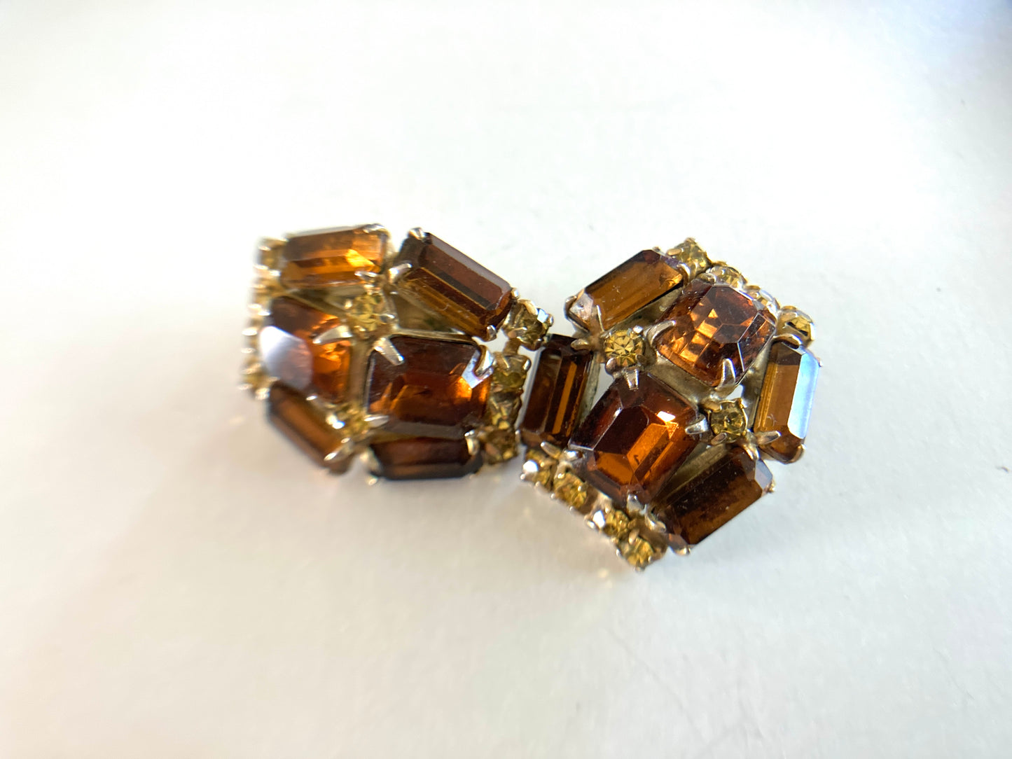 Root Beer Brown Vintage Rhinestone Earrings