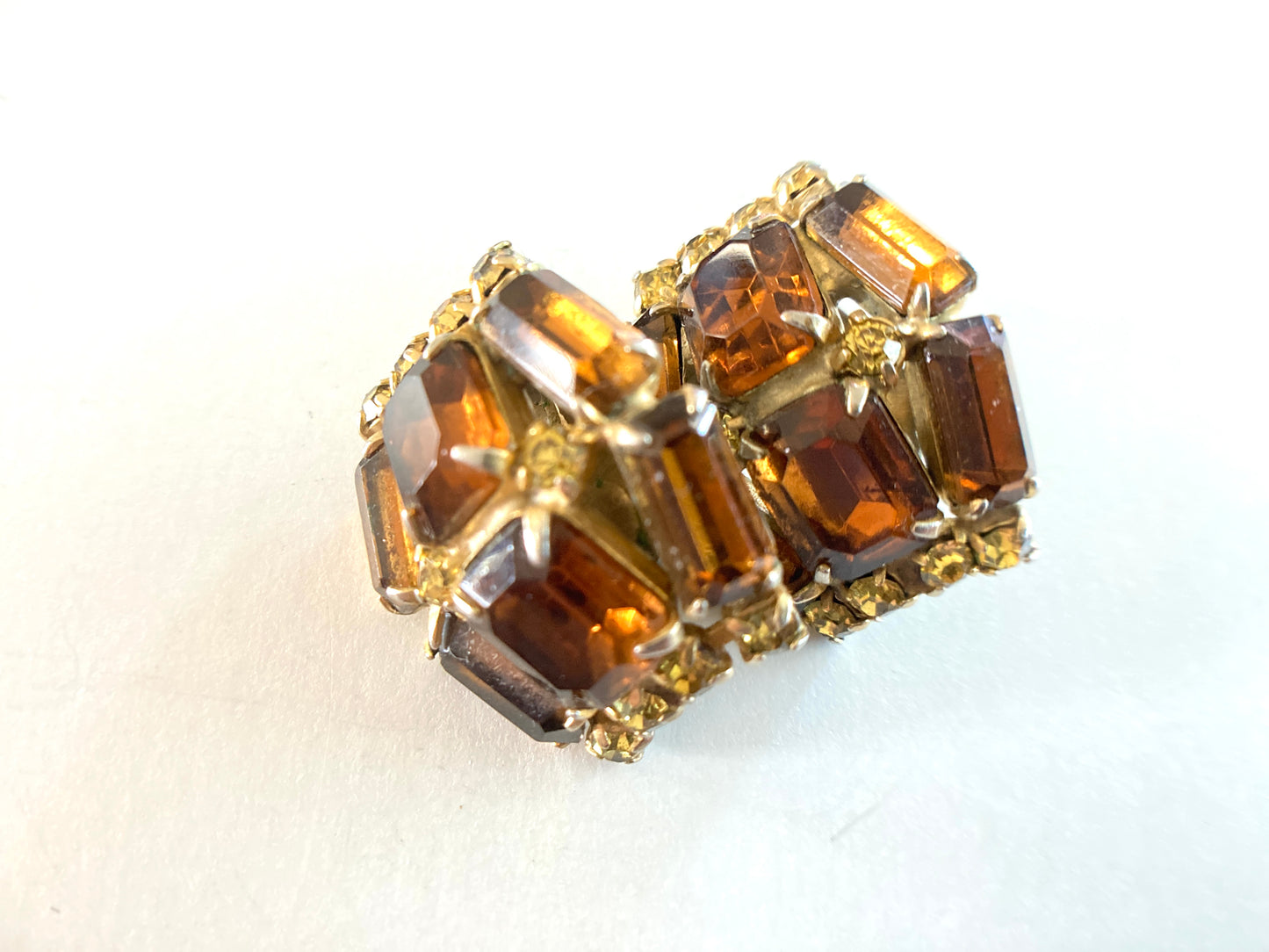 Root Beer Brown Vintage Rhinestone Earrings