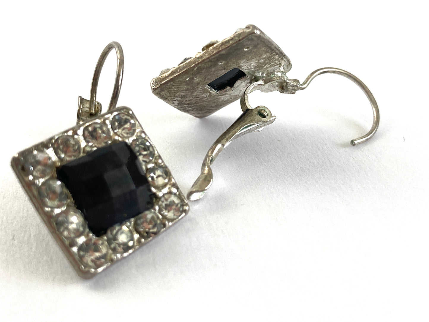 Black and Clear Crystal Earrings