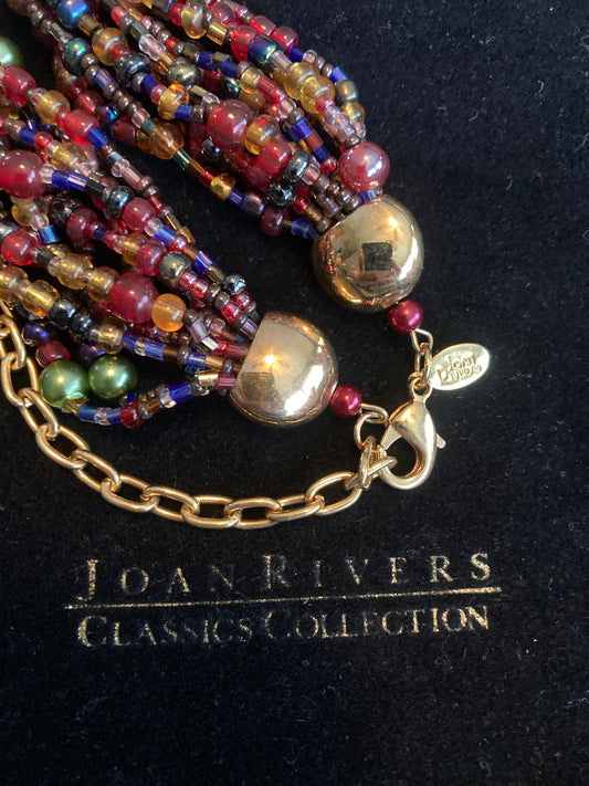 Joan Rivers Red Multi-Bead Czech Glass Torsade Necklace