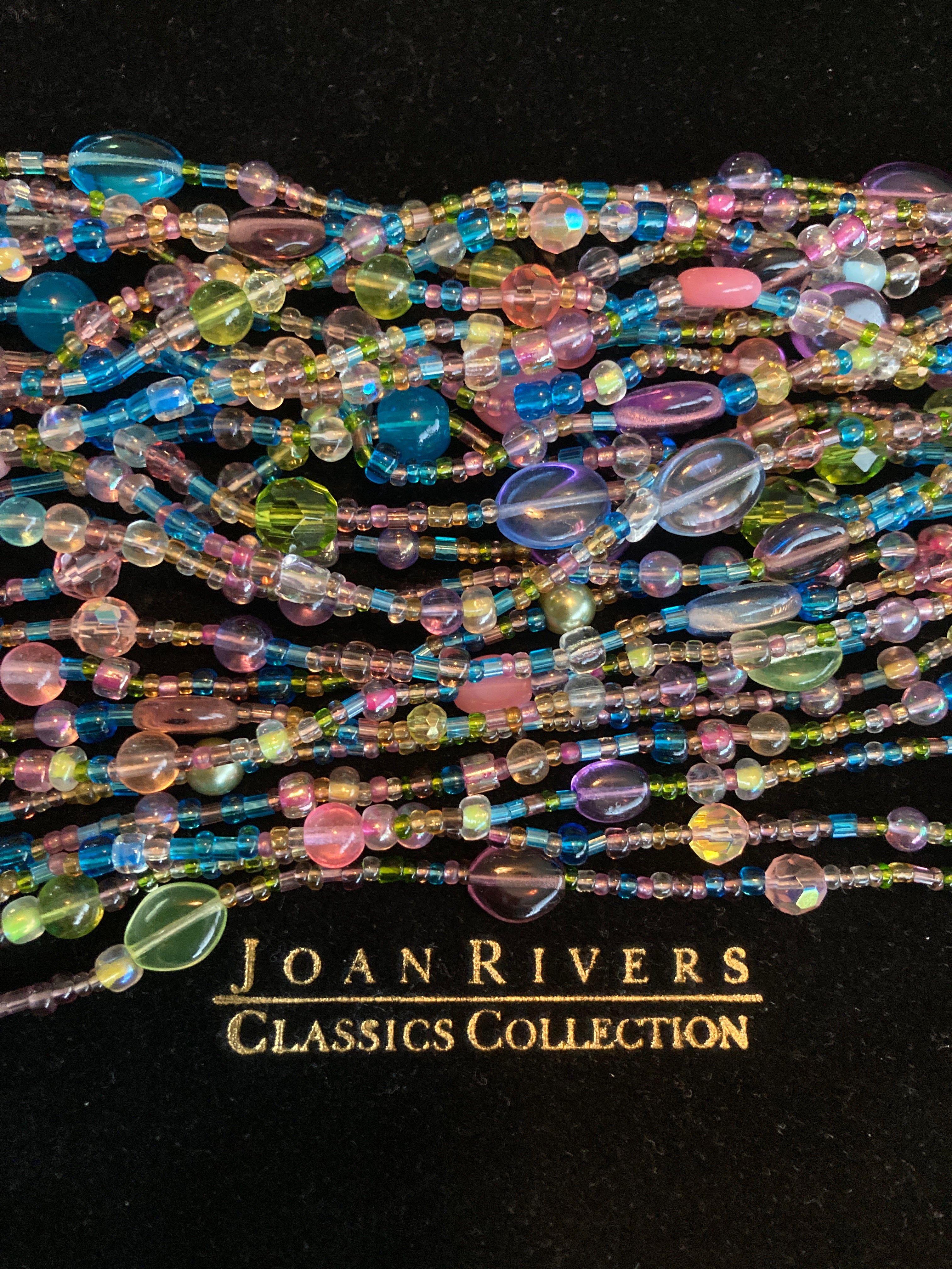 Joan Rivers 2024 The Torsade Collection Multi Strand Bead Pastel Necklace Czech Glass