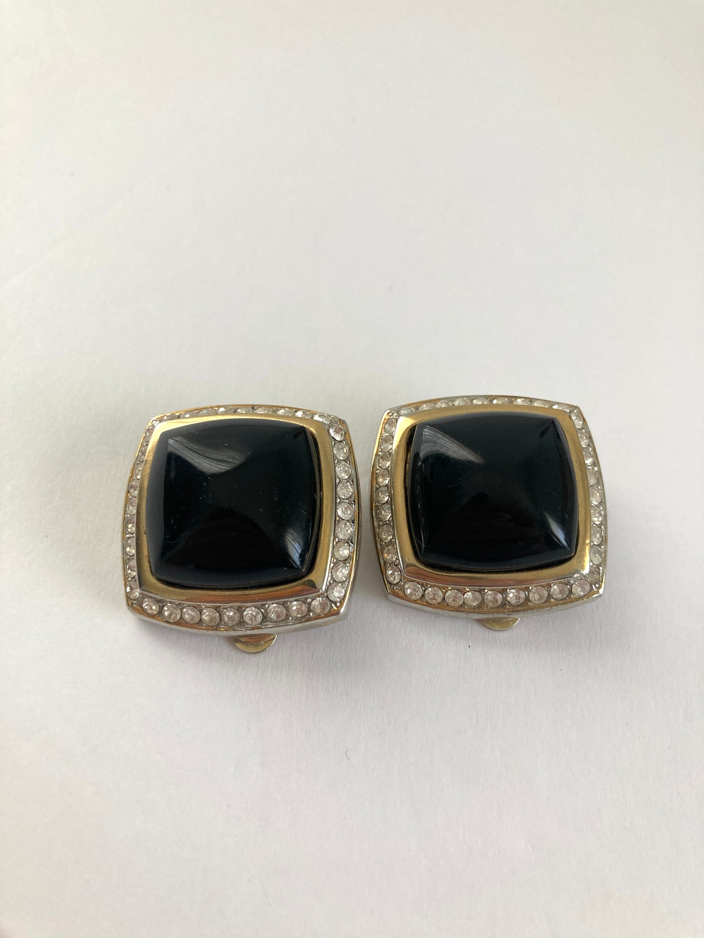 Big Bold Hollywood Regency Earrings in Black and Gold