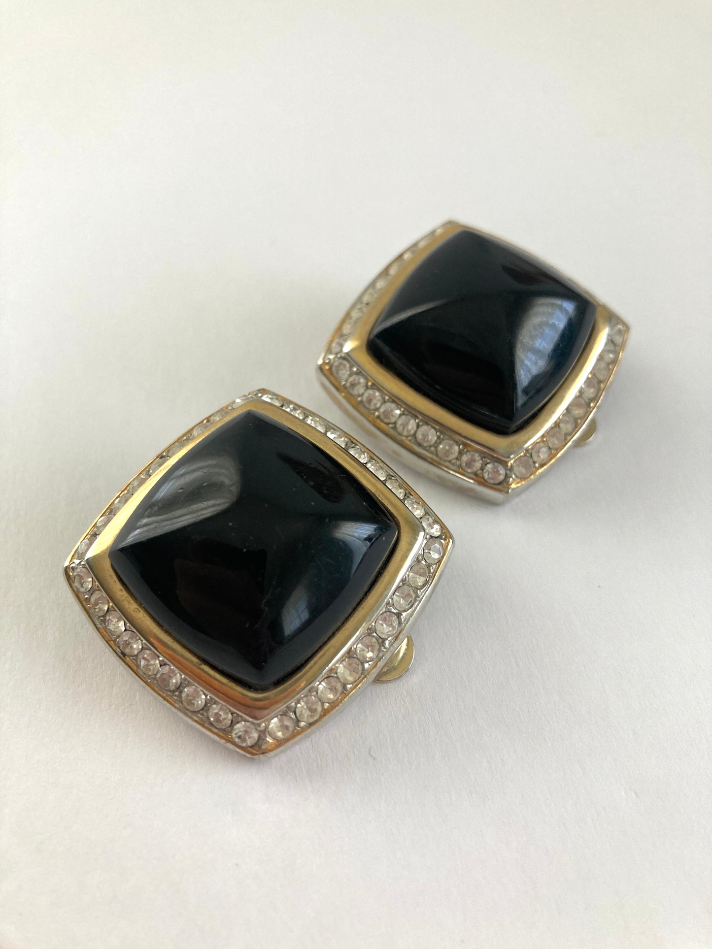 Big Bold Hollywood Regency Earrings in Black and Gold