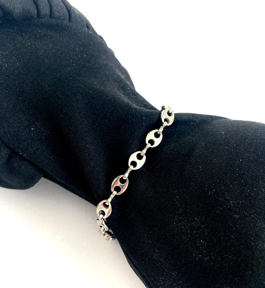 Ladies Mariner Chain Bracelet 14k White Gold Shell