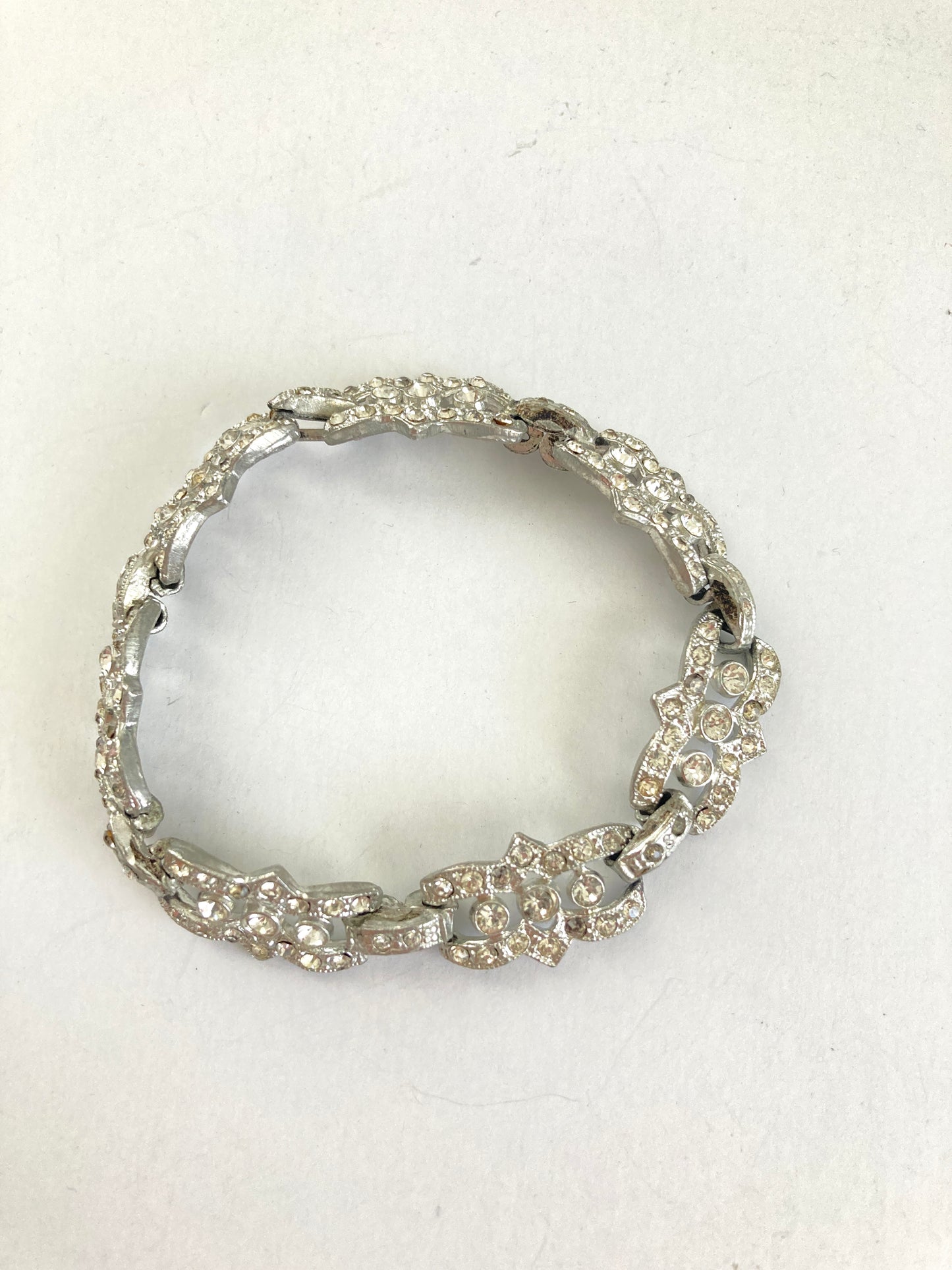 Art Deco Pot Metal & Paste/Rhinestone Bracelet