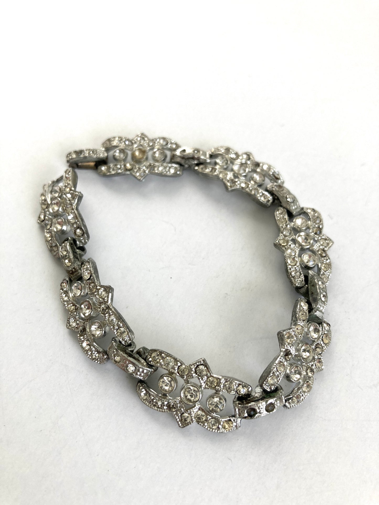 Art Deco Pot Metal & Paste/Rhinestone Bracelet