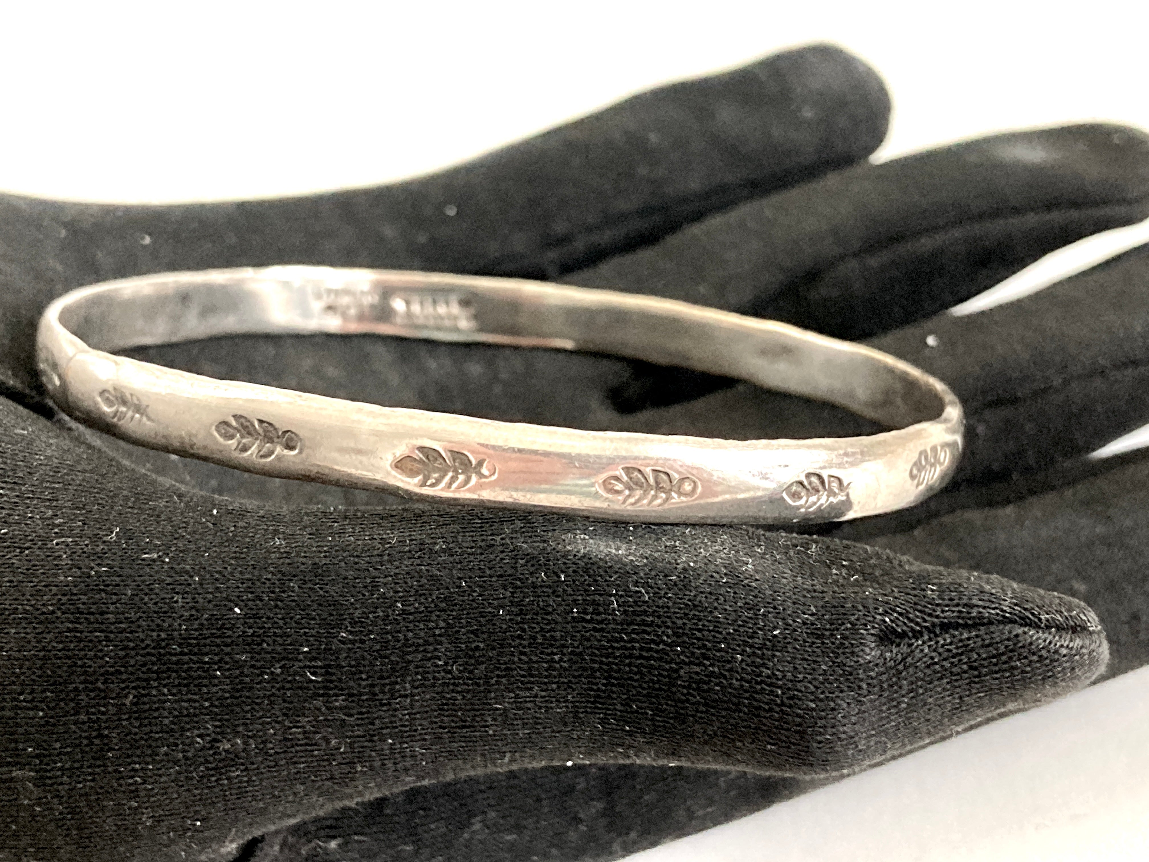 Store Vintage 1920 Danish Hammered Sterling Silver Cuff Bracelet.