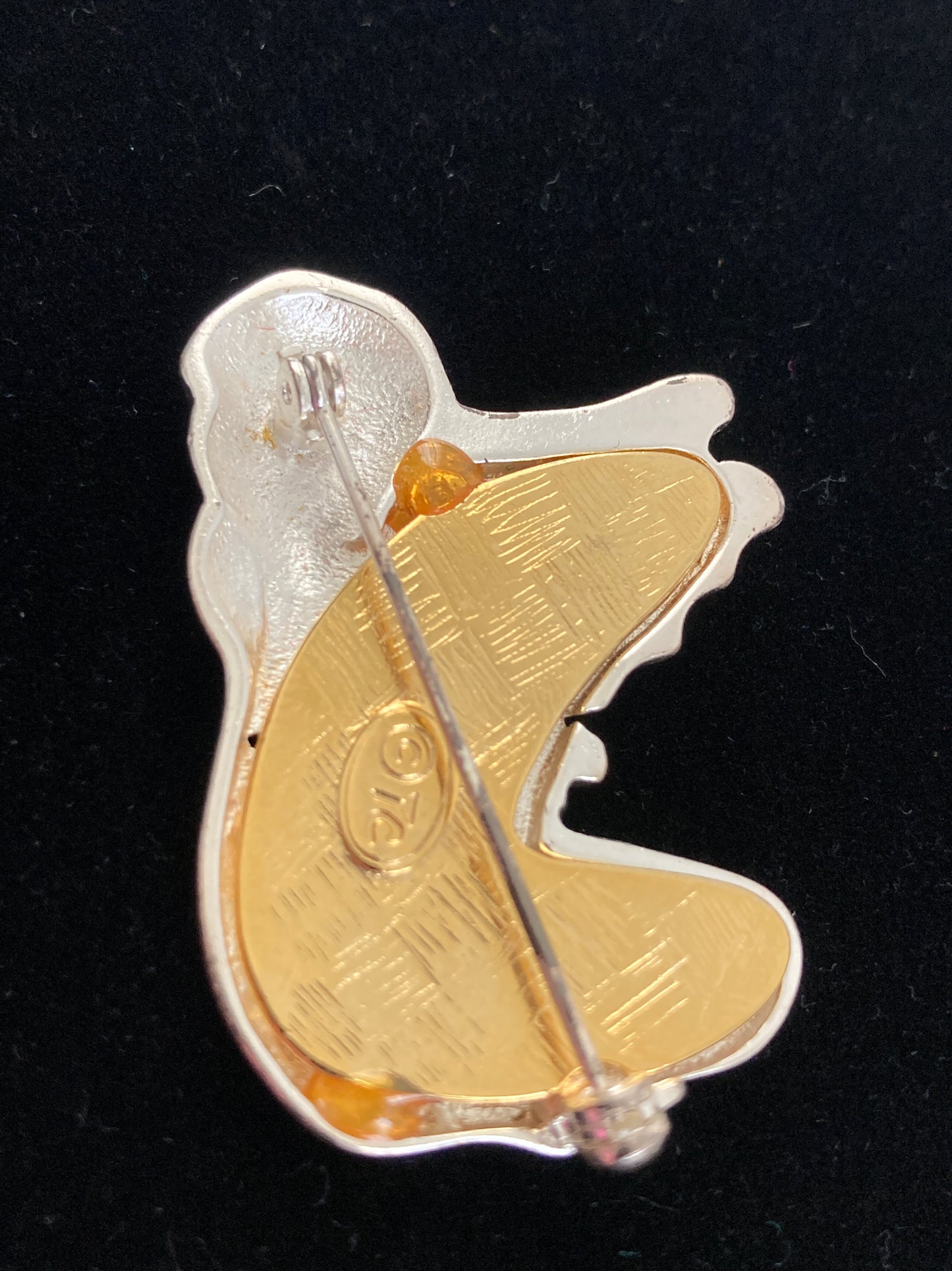 Silver and Goldtone Angel Brooch Marked TC