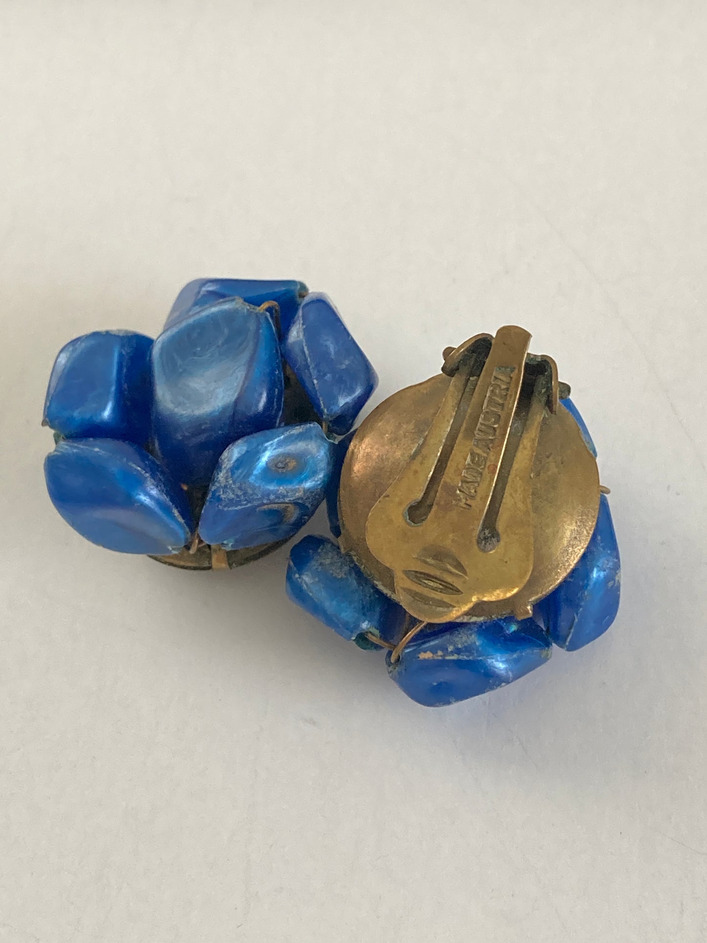 1940s Austrian Blue Cluster Earrings