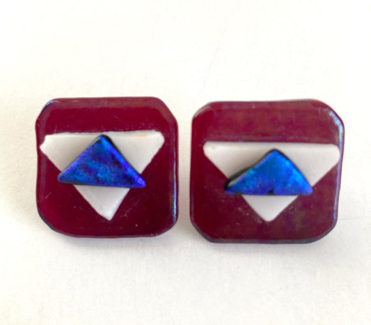 Dichroic Glass Earrings in Red, White, and Blue