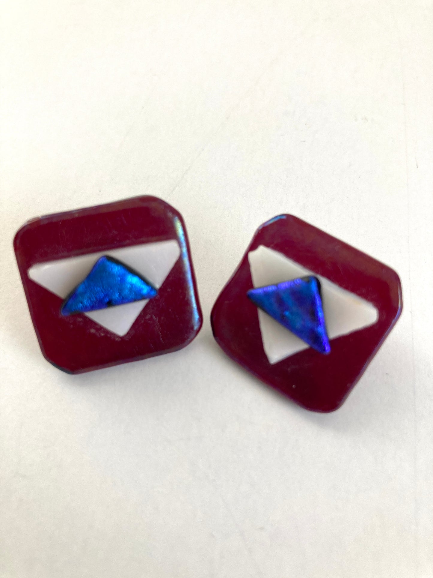 Dichroic Glass Earrings in Red, White, and Blue