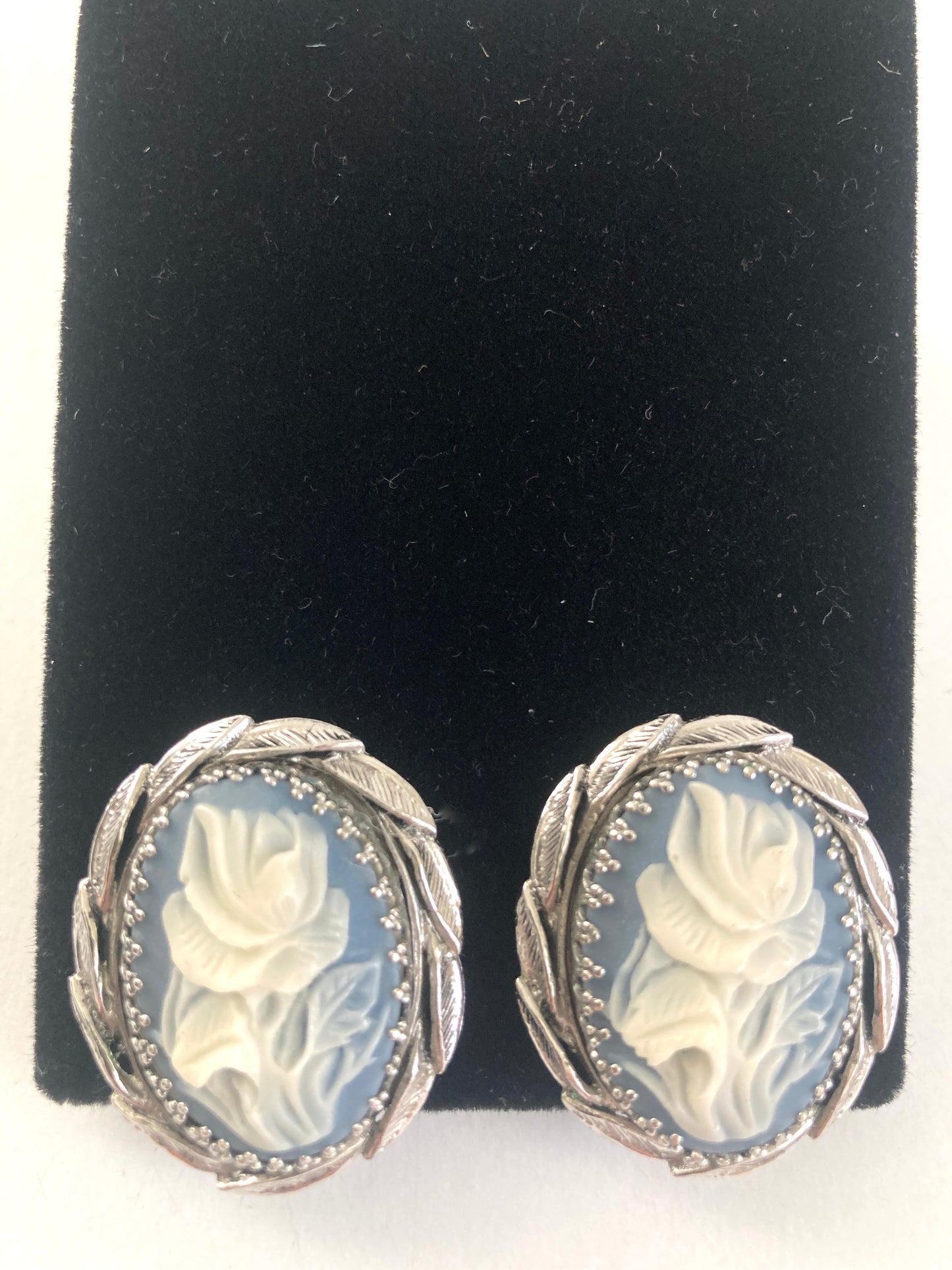 Whiting & Davis Cameo Rose Earrings