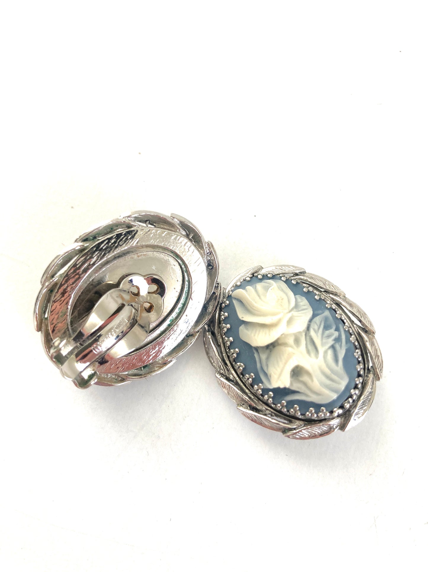 Whiting & Davis Cameo Rose Earrings