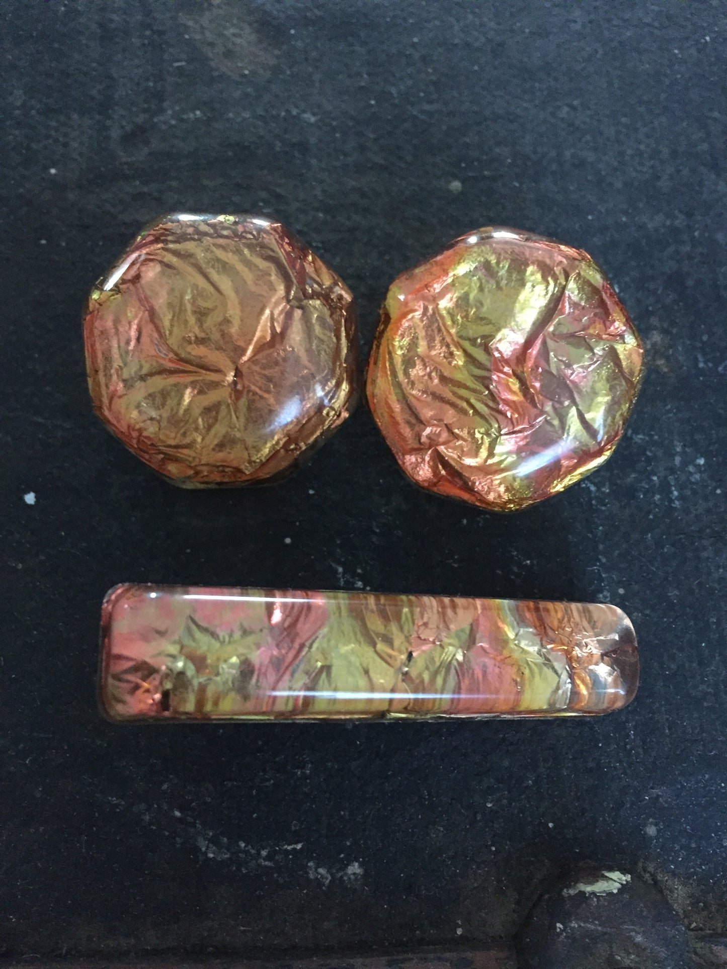 Copper & Gold Foil Earrings and Dress Clip