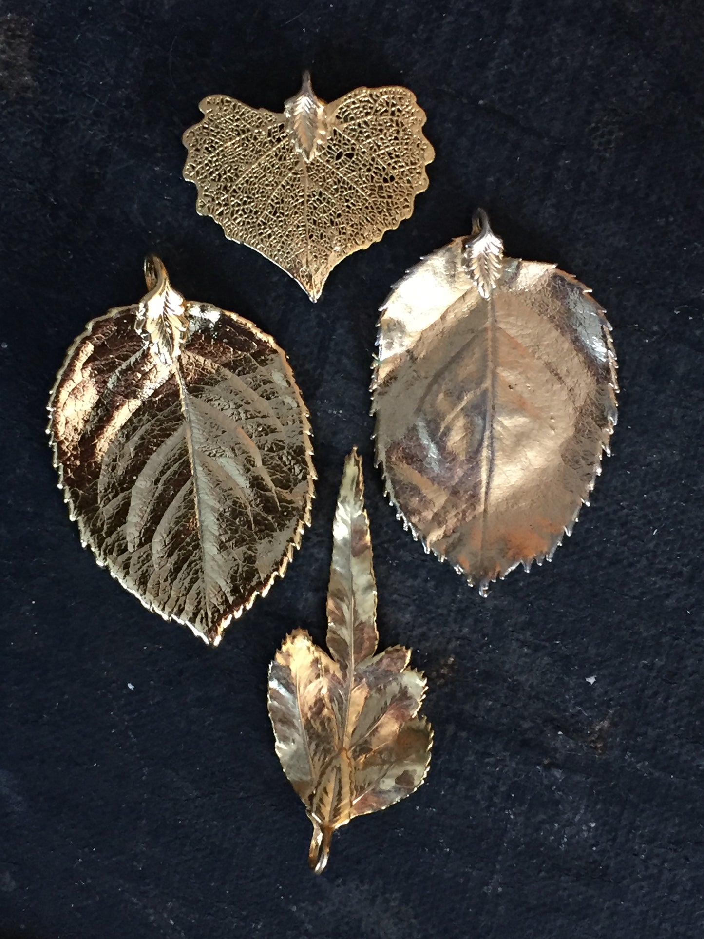 Gold Plated Leaf Pendants Set of Four