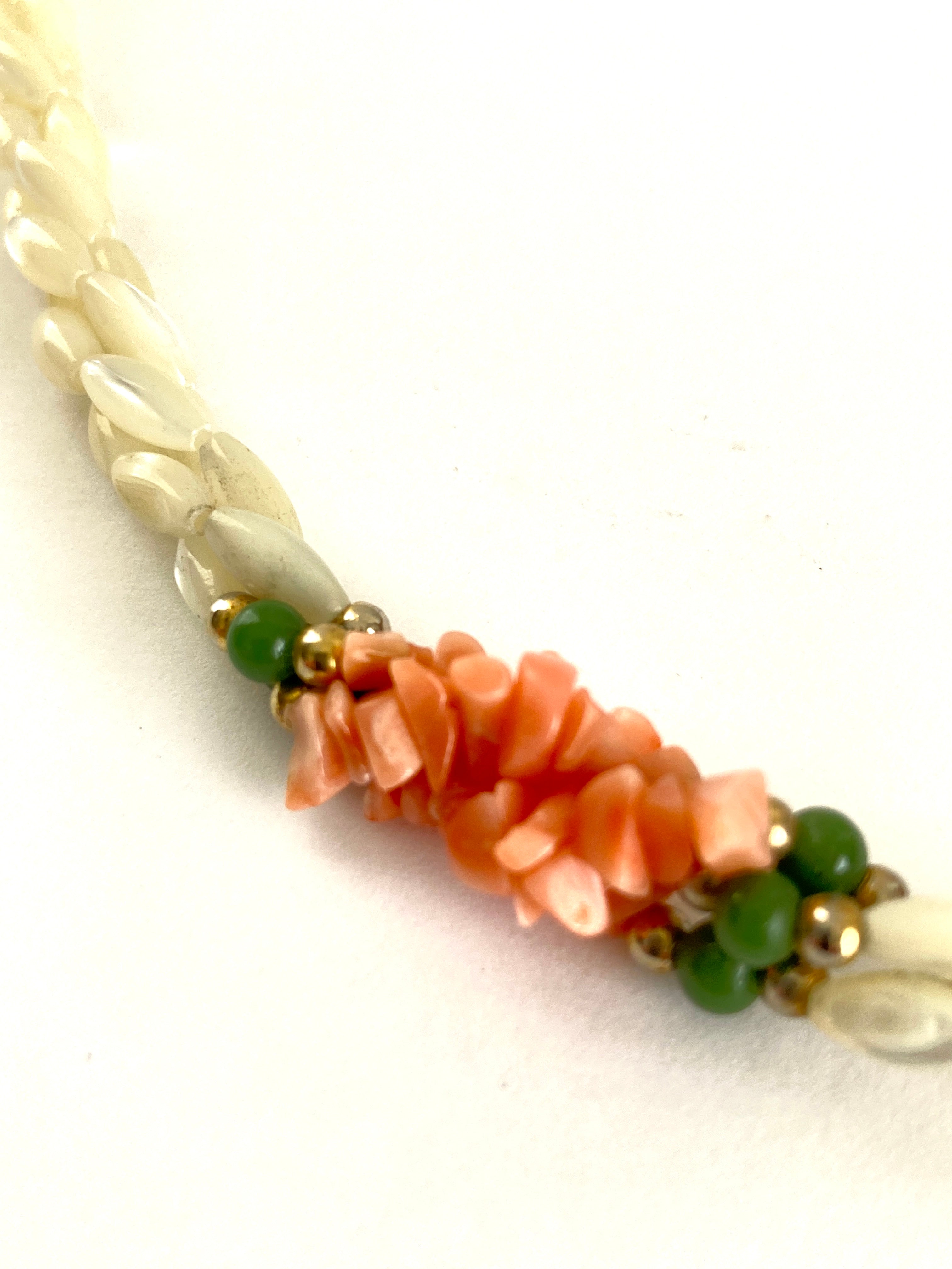 Handmade 3 Strand Pearl & Coral Necklace Z93 - deals Zoey Jade Jewelry